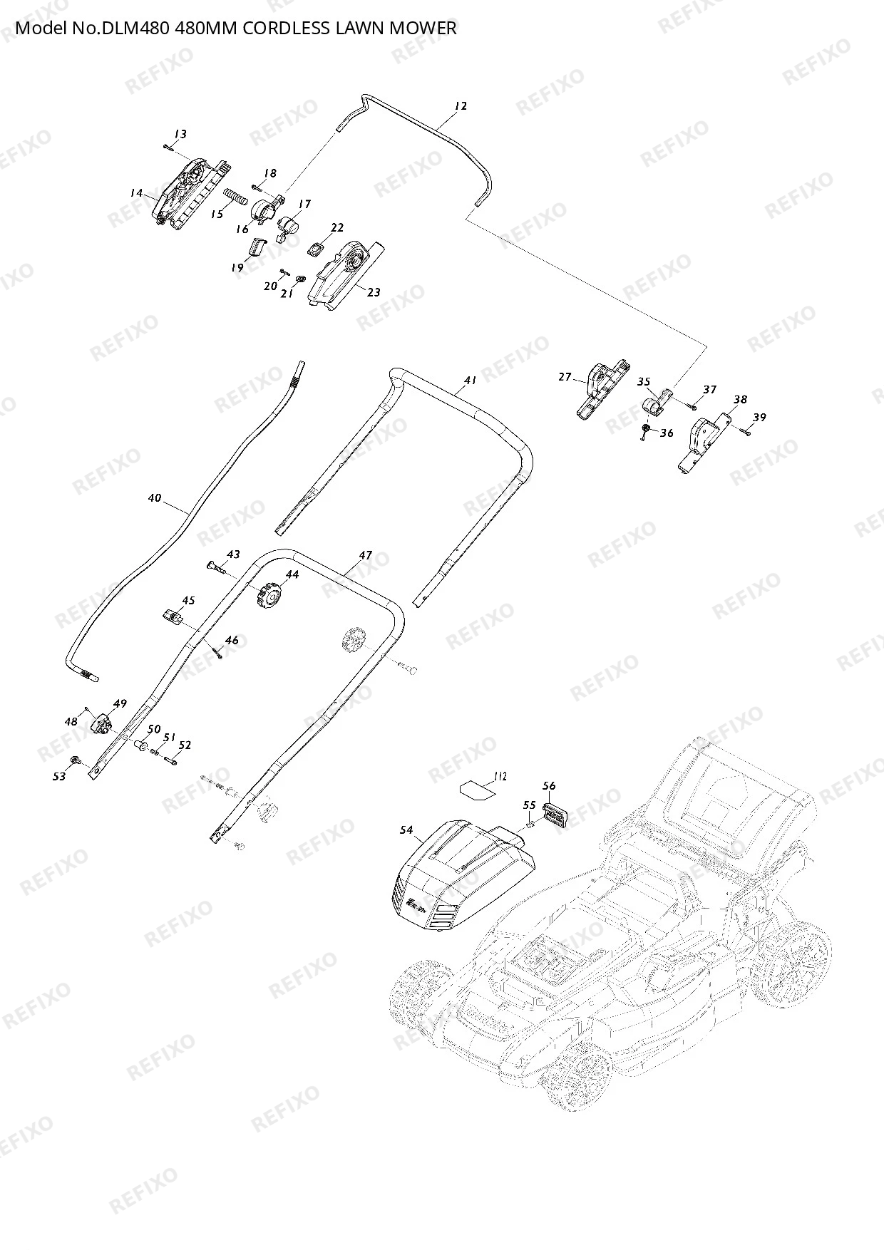 Деталировка MAKITA DLM480 — схема запчастей в разборе