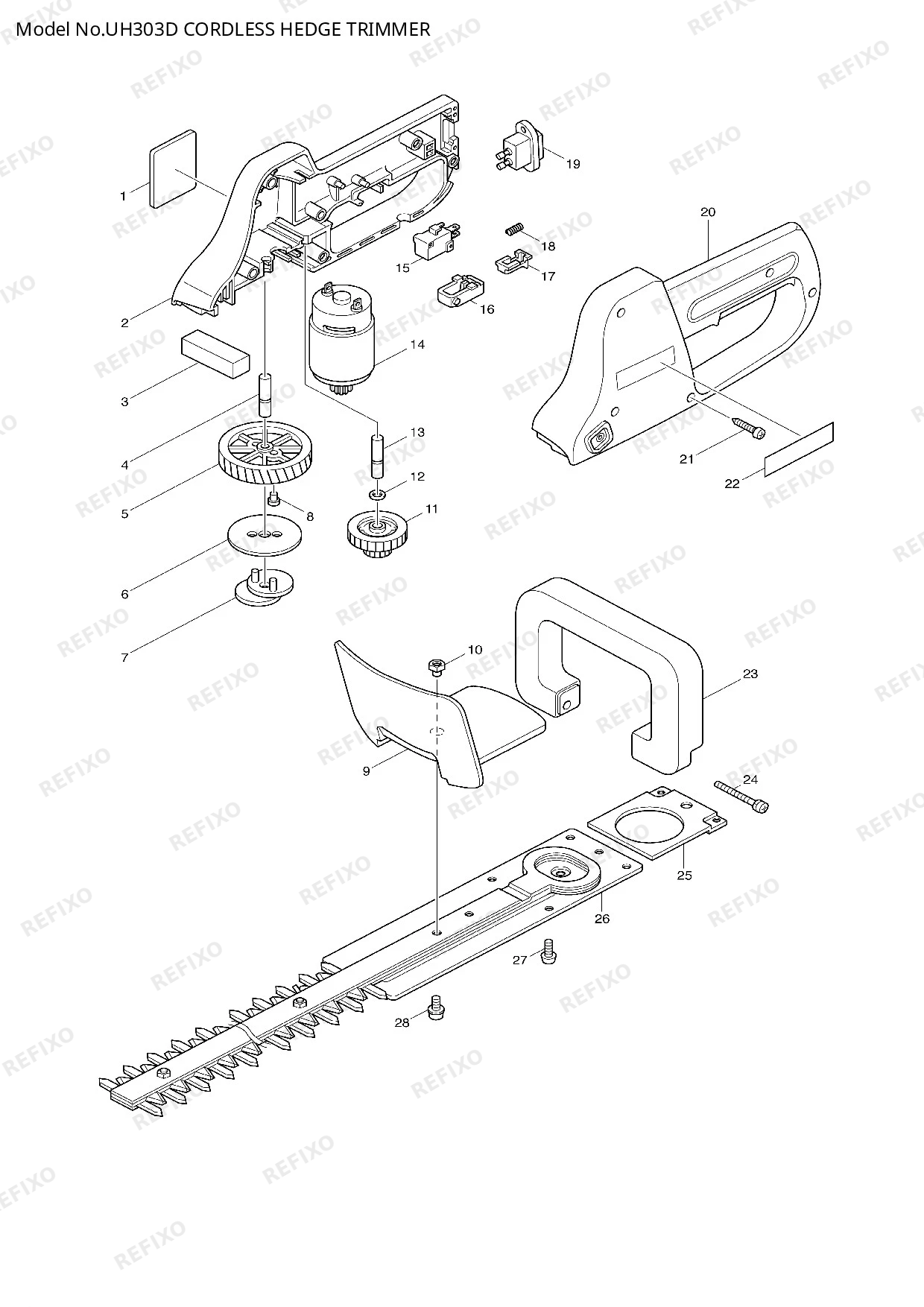 Деталировка MAKITA UH303D — схема запчастей в разборе