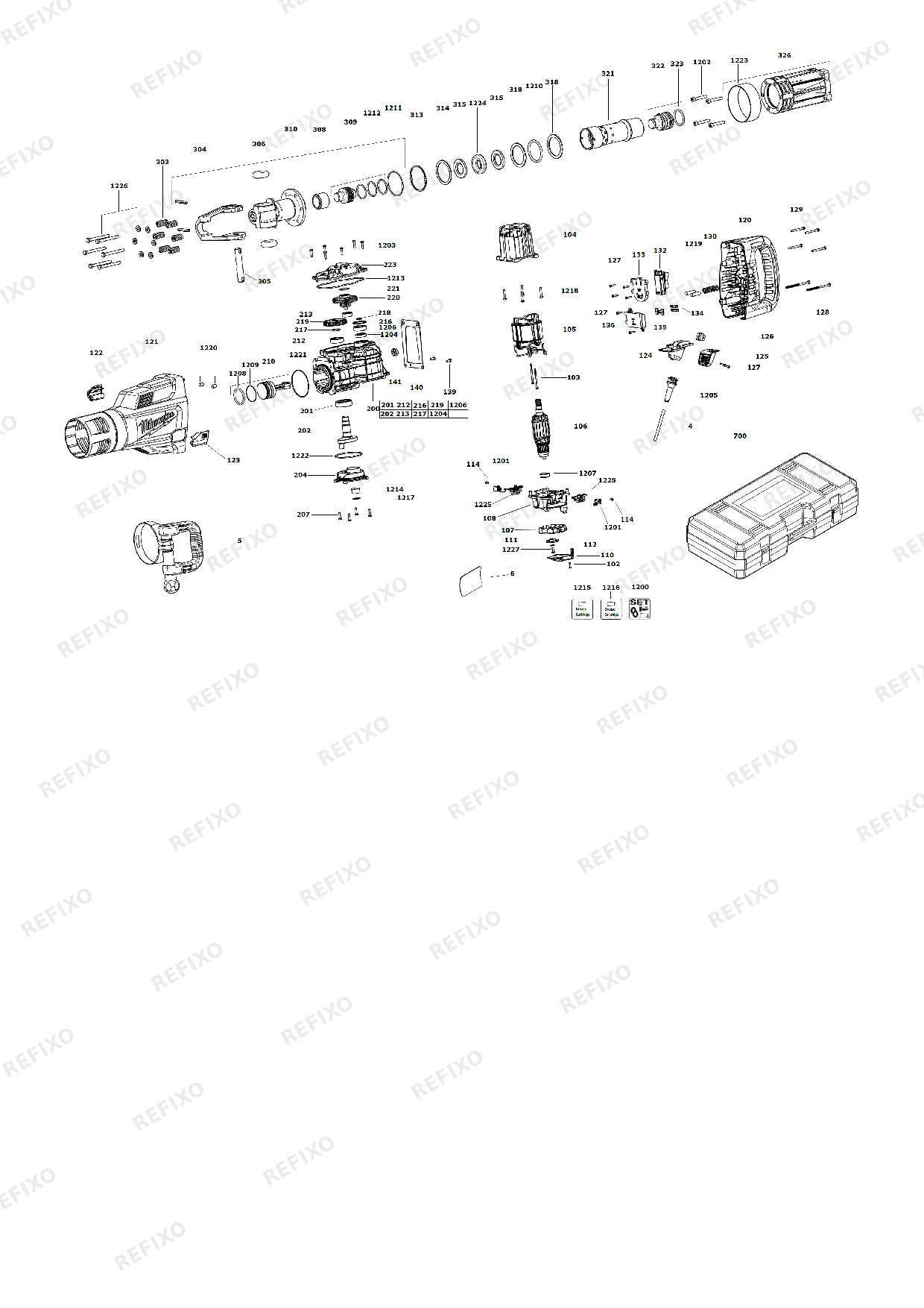 Деталировка MILWAUKEE K1528H IN2 4933464118 4000455551 — схема запчастей в разборе