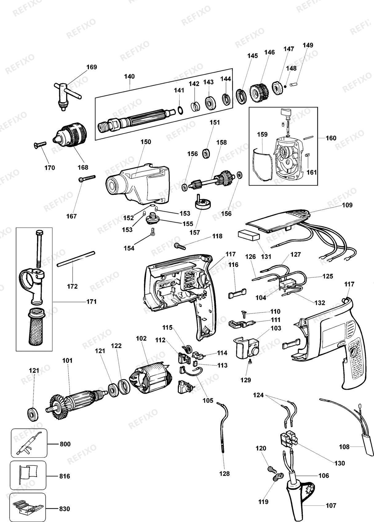 Деталировка DeWalt DW158-DE TYPE 2 BOHRER DW158-DE DW158 — схема запчастей в разборе
