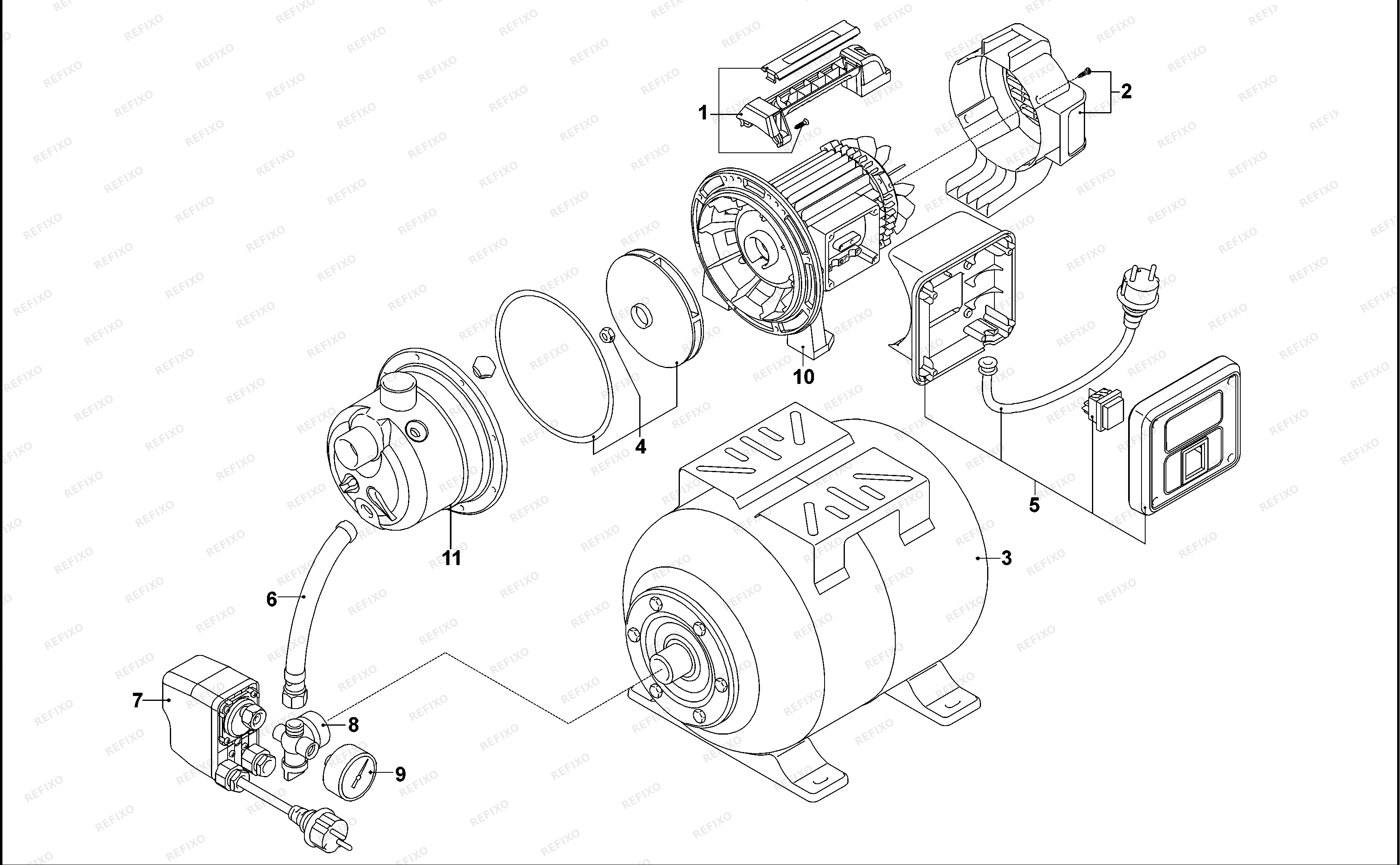 Black&Decker НАСОС BXGP800XBE — схема запчастей