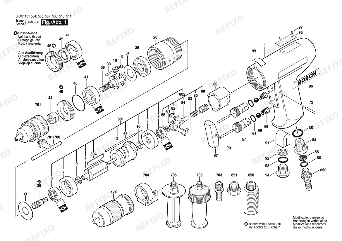 Деталировка Bosch Pw- дрель -Ind PW-BOHRMASCHIN (0 607 151 504) — схема запчастей в разборе
