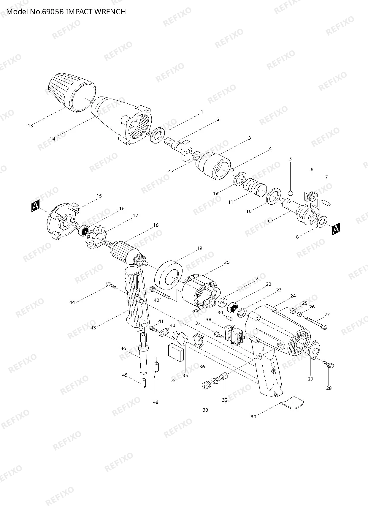 Деталировка MAKITA 6905B — схема запчастей в разборе
