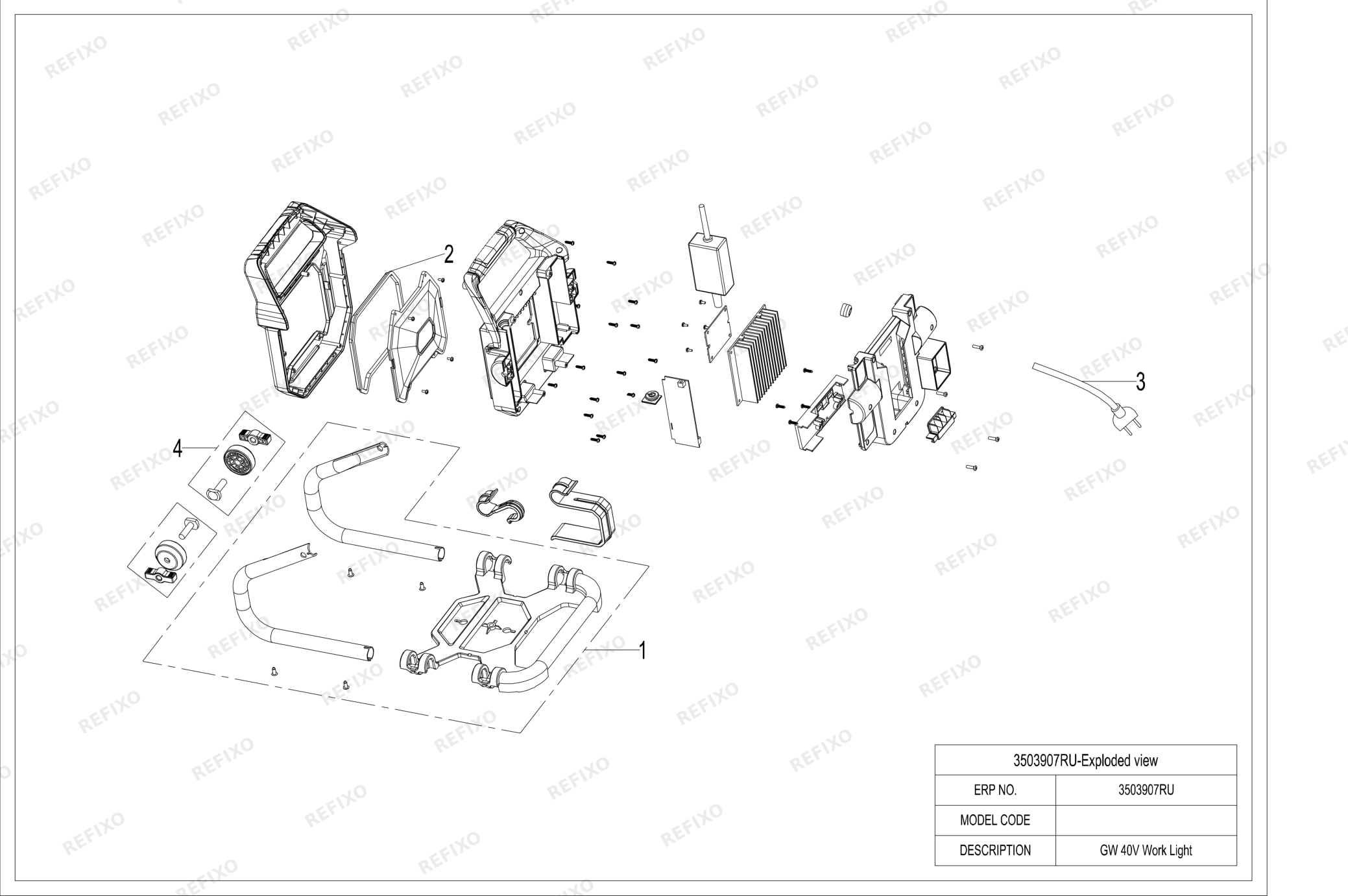 Деталировка Greenworks 3503907RU-Exploded view1213 — схема запчастей в разборе
