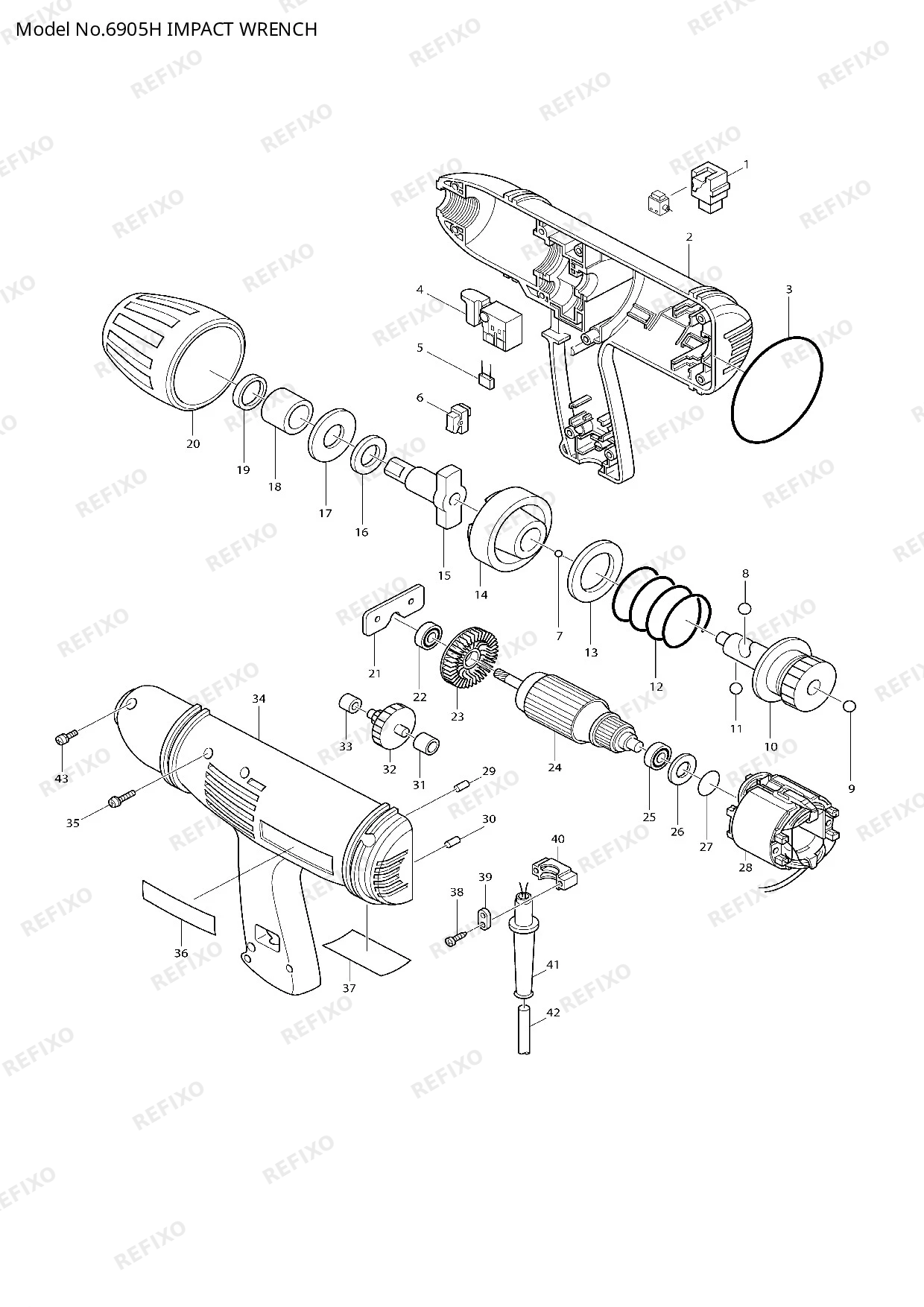 Деталировка MAKITA 6905H — схема запчастей в разборе