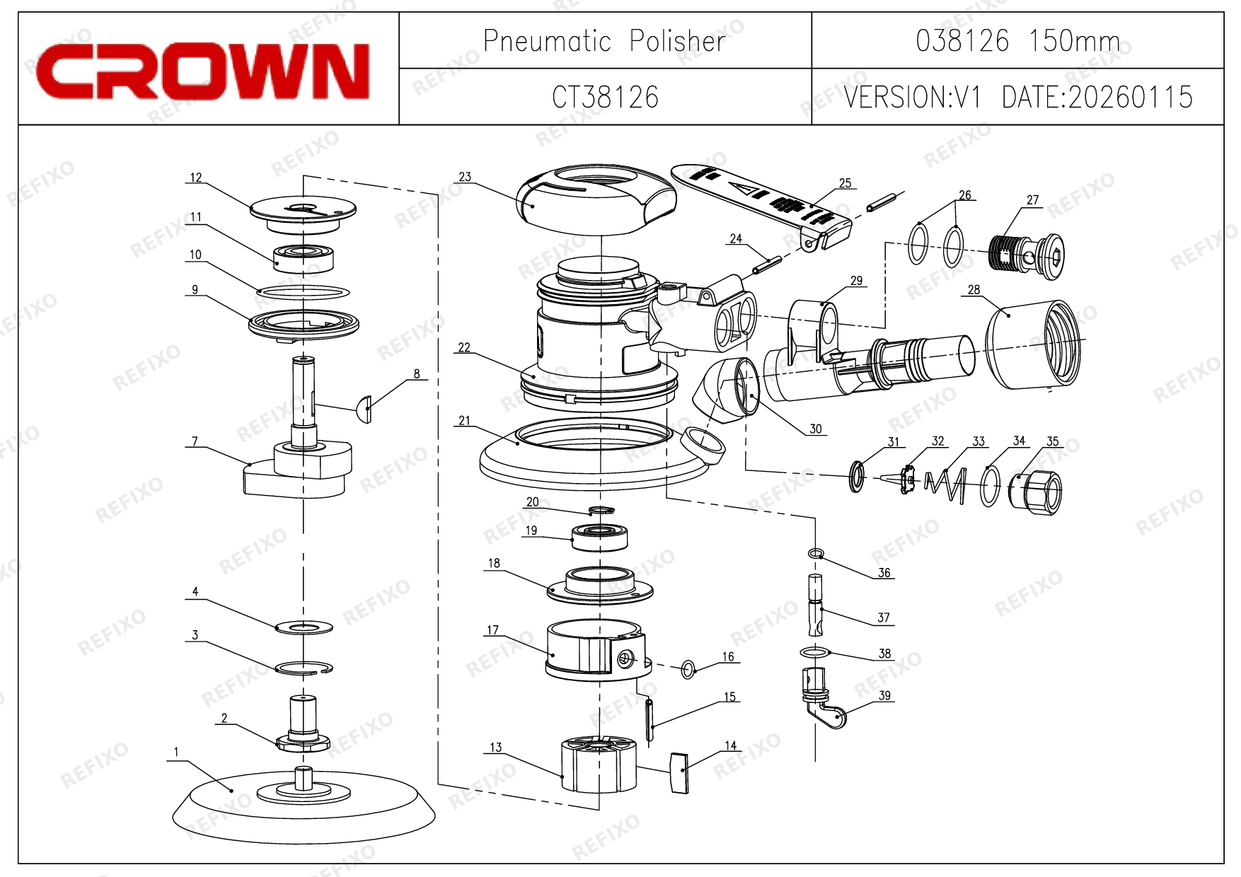 Деталировка CROWN CT38126 — схема запчастей в разборе