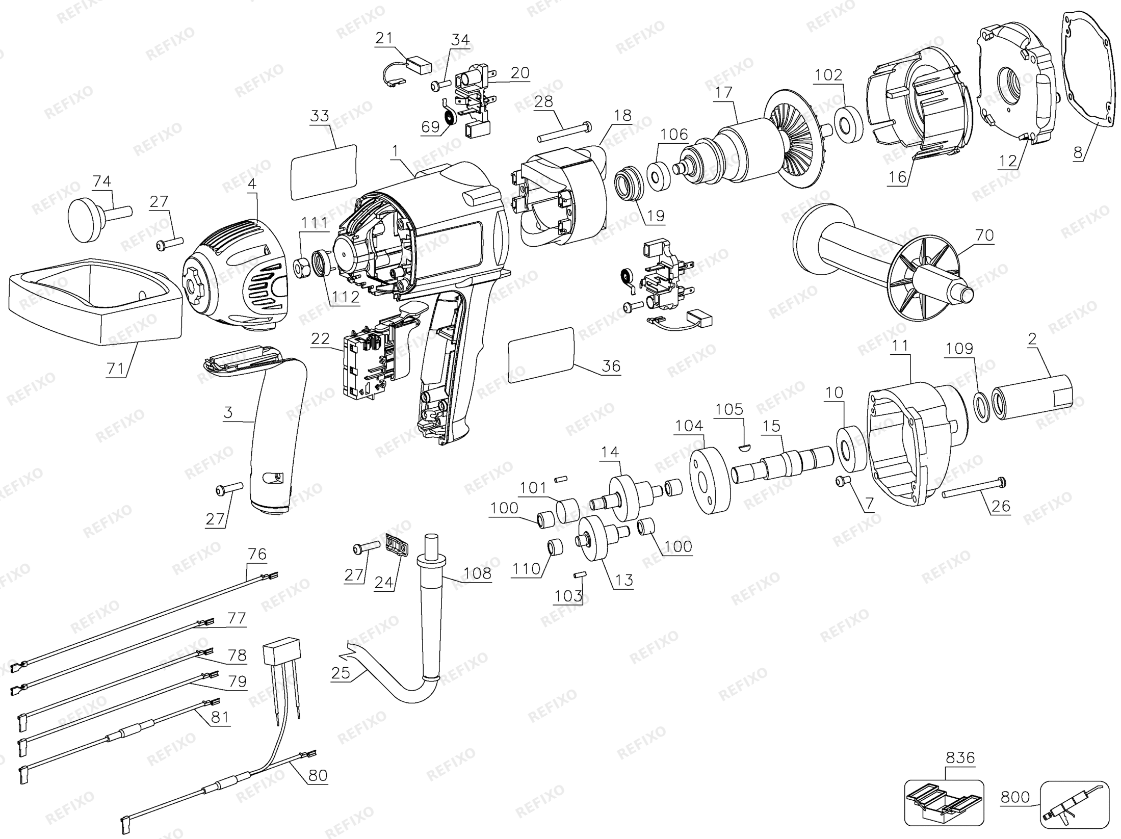 Деталировка DeWalt D21510-QS TYPE 2 DE-MUD MIXER D21510-QS D21510 — схема запчастей в разборе