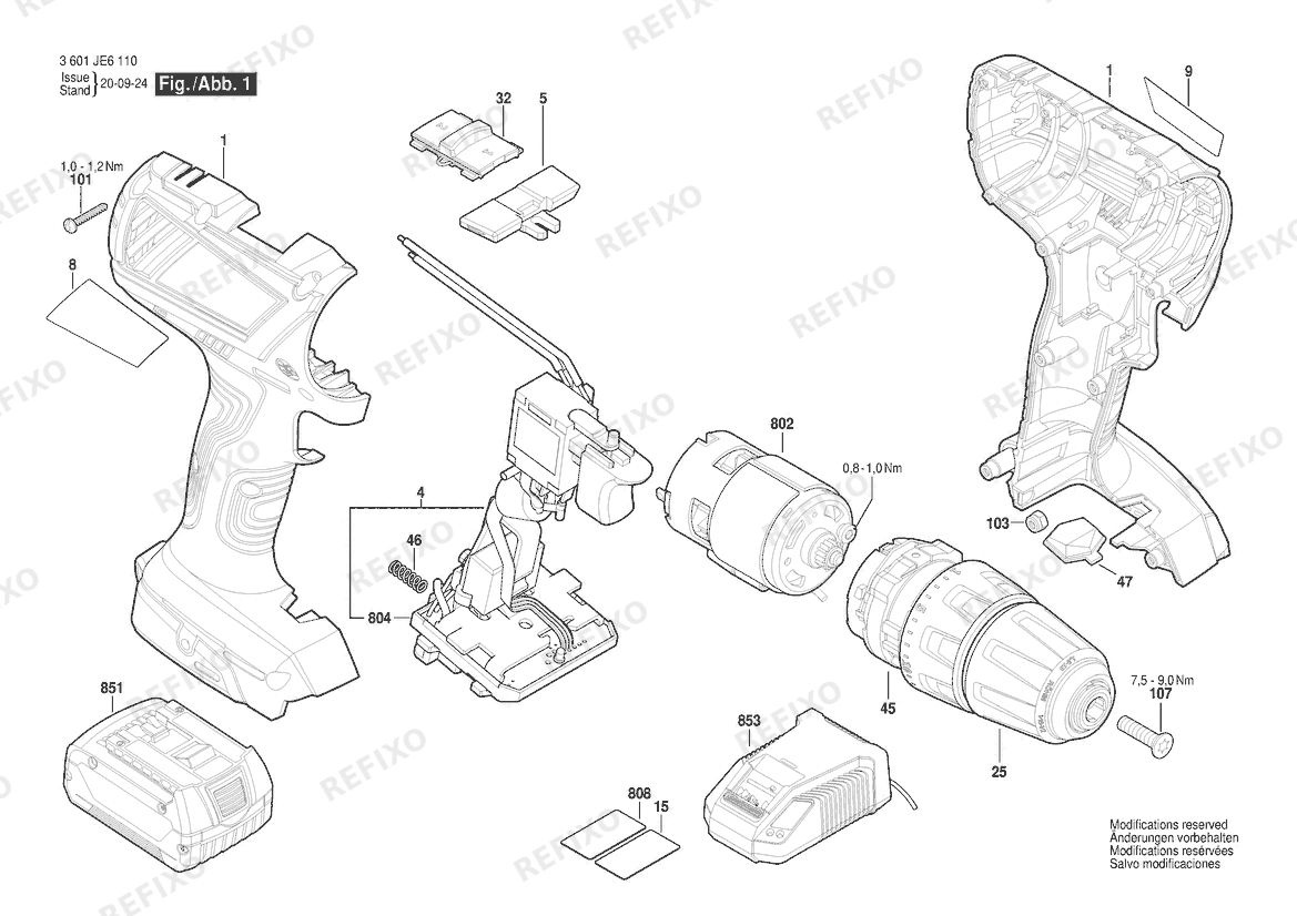 Деталировка Bosch Gw- аккумуляторный - шуруповёрт DDS181A | 18 V | 061 - US (3 601 JE6 110) — схема запчастей в разборе
