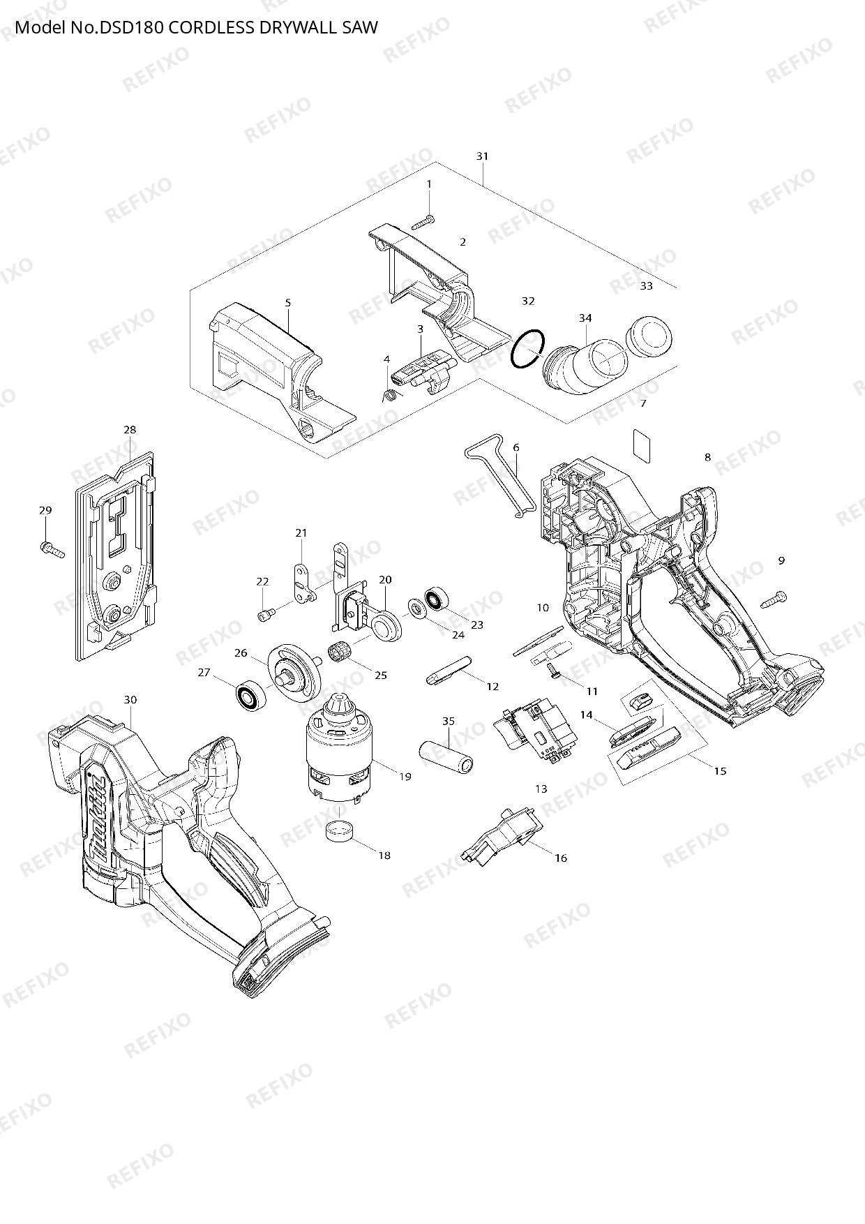 Деталировка MAKITA DSD180 — схема запчастей в разборе