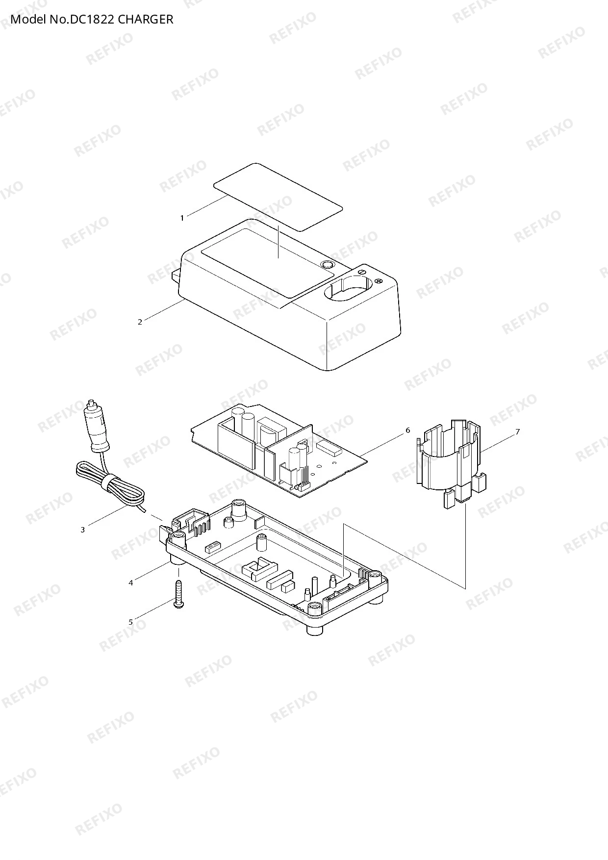 Деталировка MAKITA DC1822 — схема запчастей в разборе