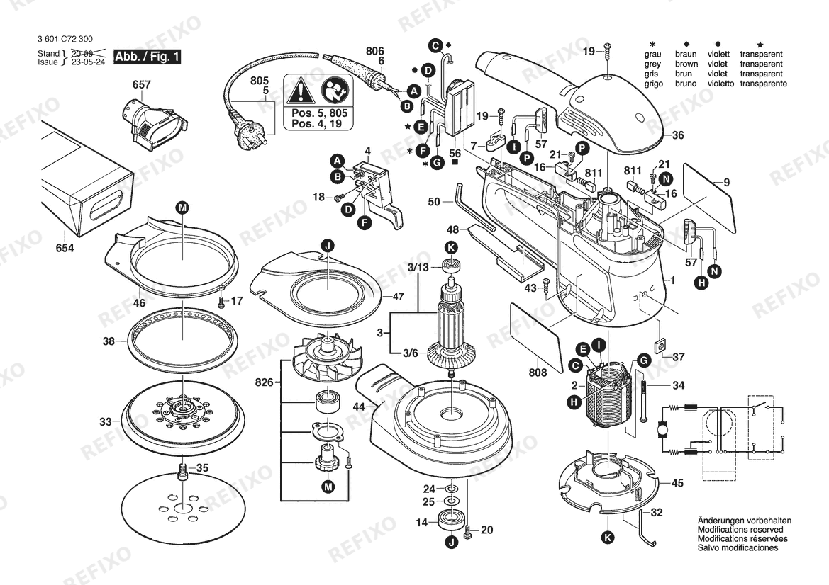 Деталировка Bosch Эксцентриковая шлифмашина GEX 34-150 | 230 V | 036 - GB (3 601 C72 870) — схема запчастей в разборе