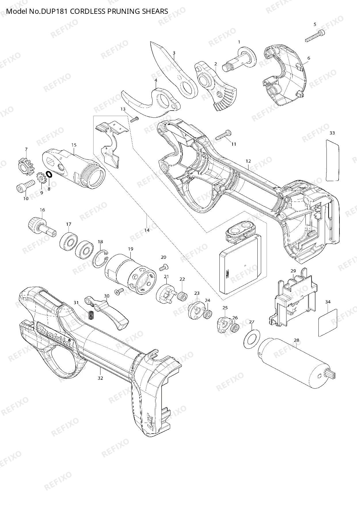 Деталировка MAKITA DUP181 — схема запчастей в разборе