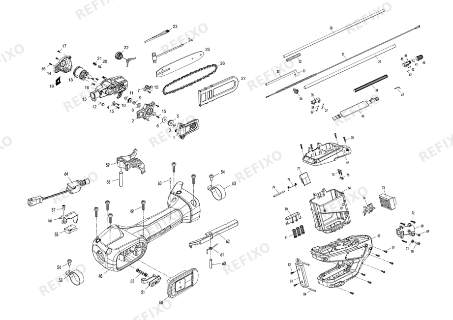 Деталировка Greenworks 1402407RU-Exploded view — схема запчастей в разборе