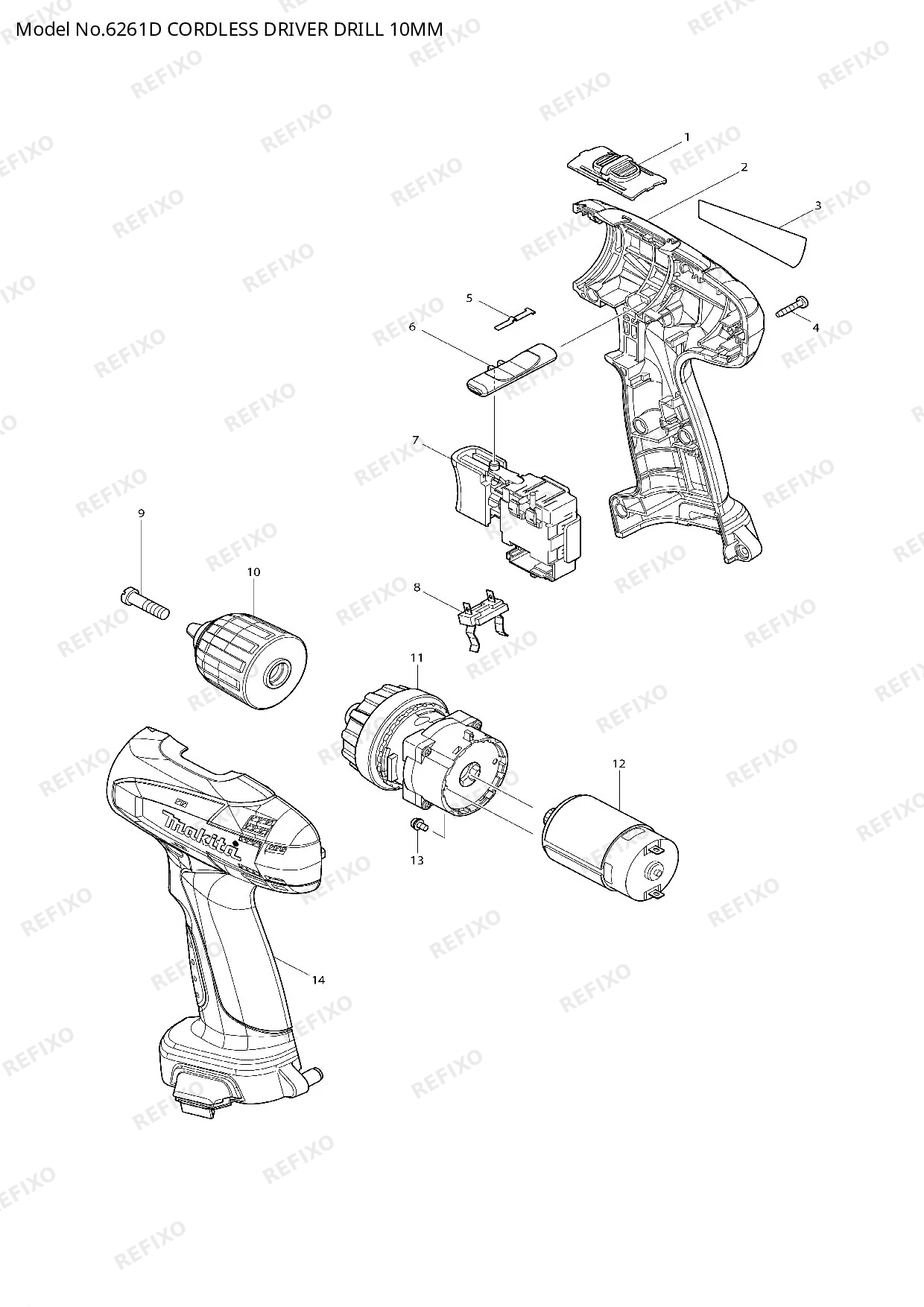 Деталировка MAKITA 6261D — схема запчастей в разборе