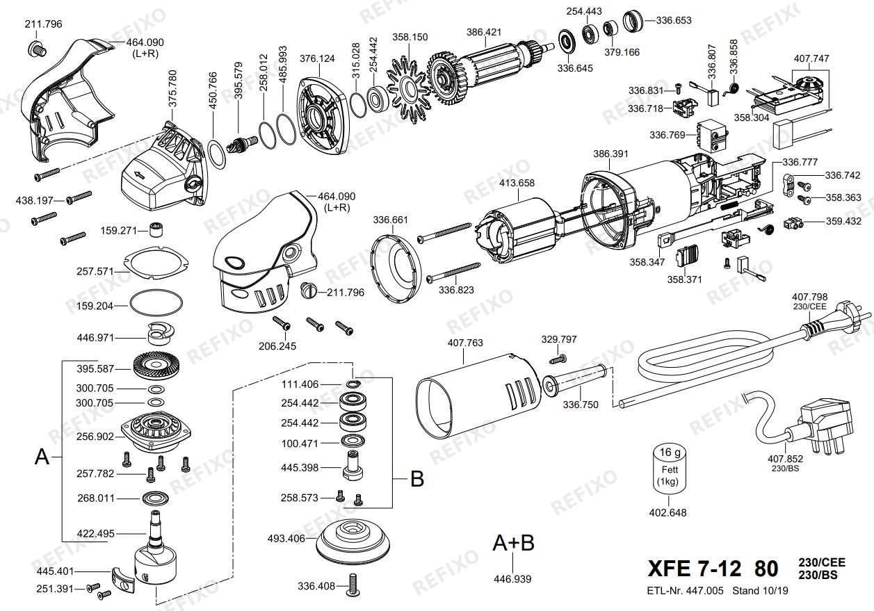 Деталировка Flex XFE 7-12 80 230CEE — схема запчастей в разборе