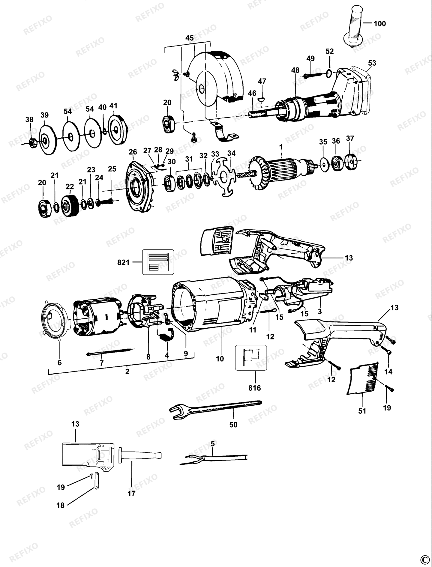 Деталировка DeWalt DW882-LX TYPE 3 GERADER шлифмашина DW882-LX DW882 — схема запчастей в разборе
