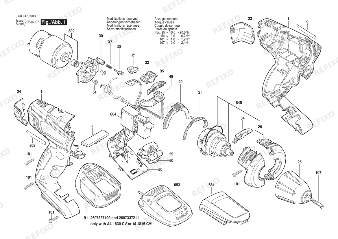 Деталировка Bosch Аккумуляторный шуруповёрт PSR 18 LI-2 | 18 V | 001 - EU (3 603 J73 300) — схема запчастей в разборе