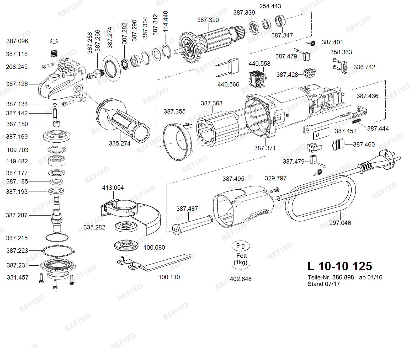Деталировка Flex L 10-10 125 nach 01.01.2016 L10-10125 — схема запчастей в разборе