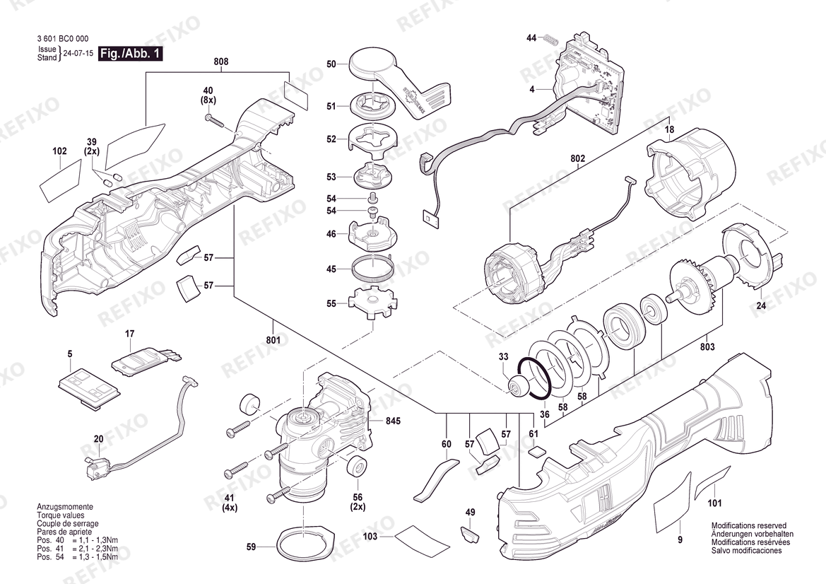Деталировка Bosch Multifunktionswerkzeug GOP 18V-40 | 011 - KR (3 601 BC0 0B0) — схема запчастей в разборе