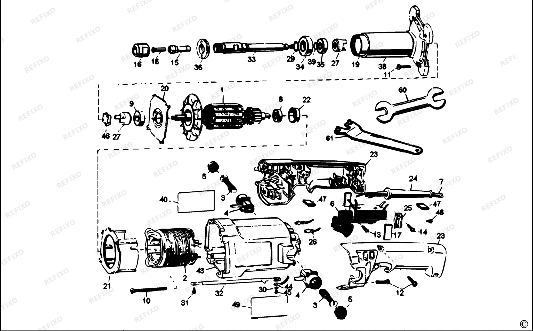 Деталировка DeWalt DW888-XJ TYPE 1 FORMSCHLEIFER DW888-XJ DW888 — схема запчастей в разборе