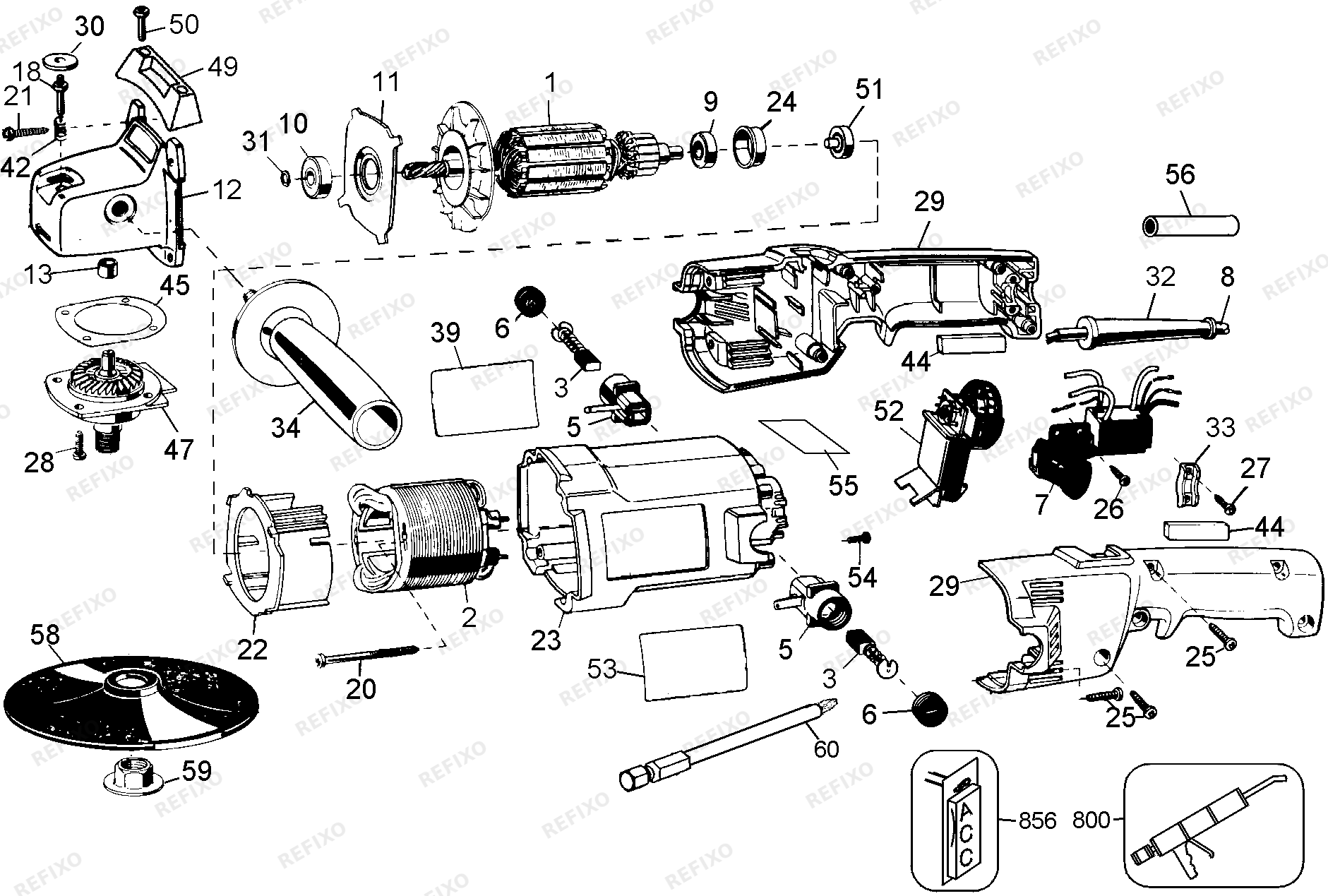 Деталировка DeWalt DW849-QS TYPE A1 POLIERER DW849-QS DW849 — схема запчастей в разборе