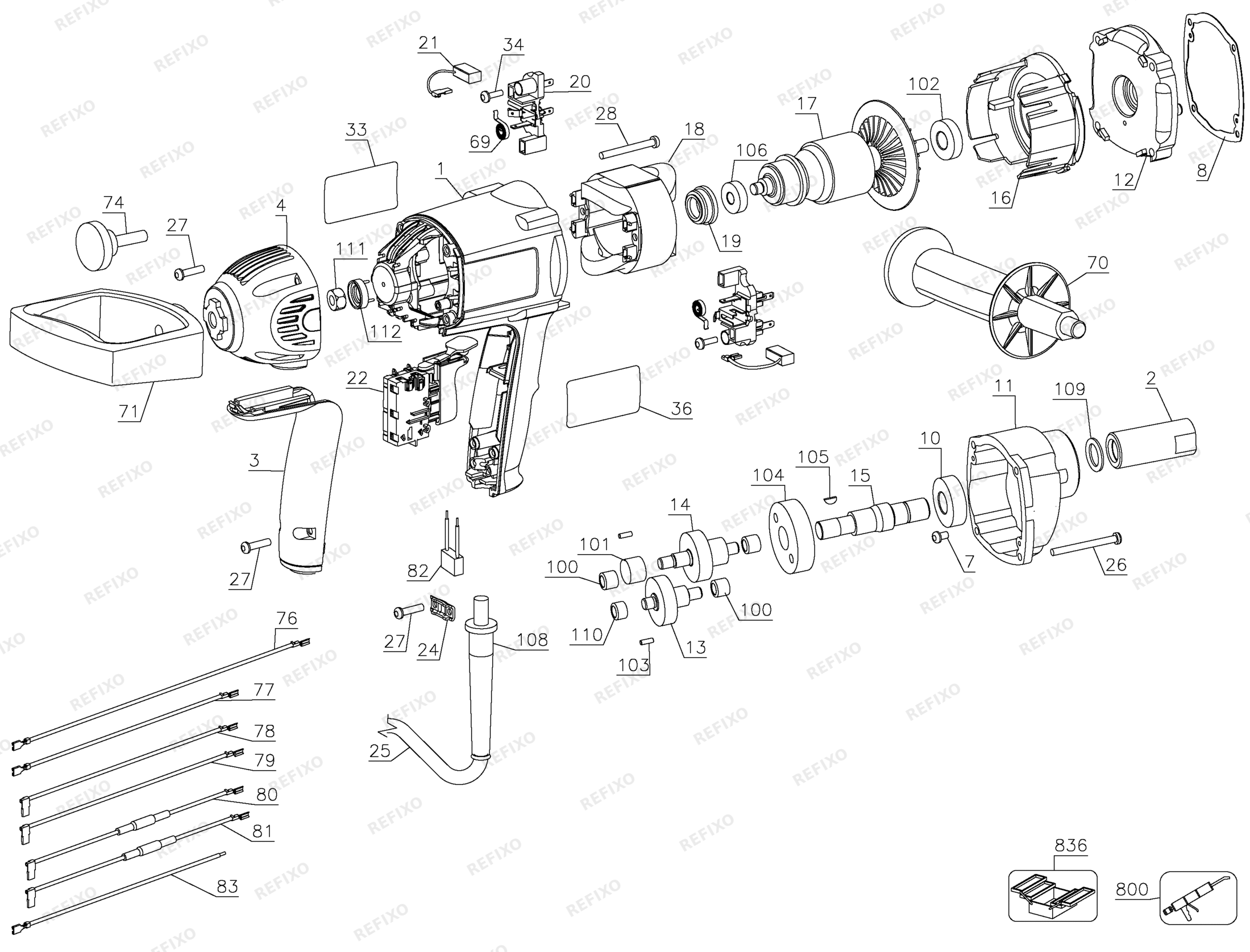 Деталировка DeWalt D21510-LX TYPE 1 DE-MUD MIXER D21510-LX D21510 — схема запчастей в разборе