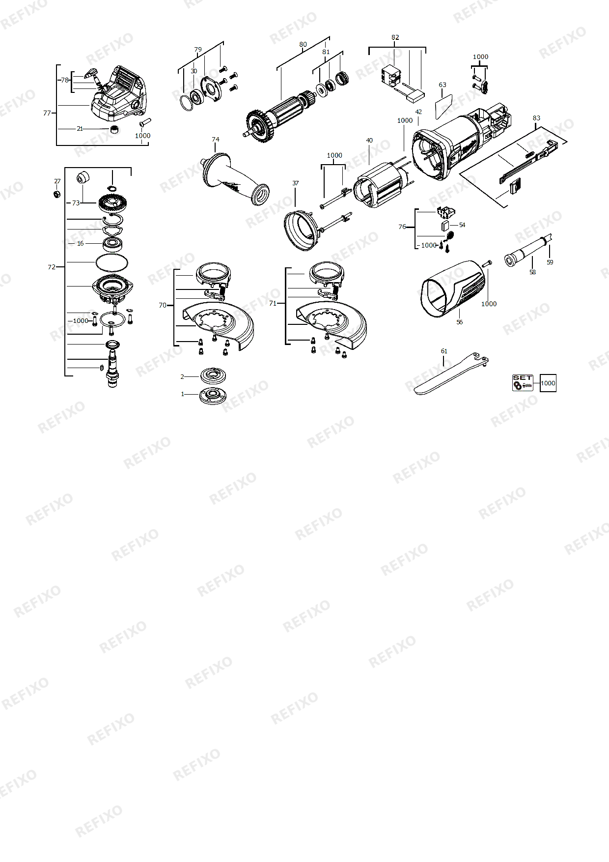 Деталировка MILWAUKEE AGV10 115EK GB2 4933451223 4000452944 — схема запчастей в разборе