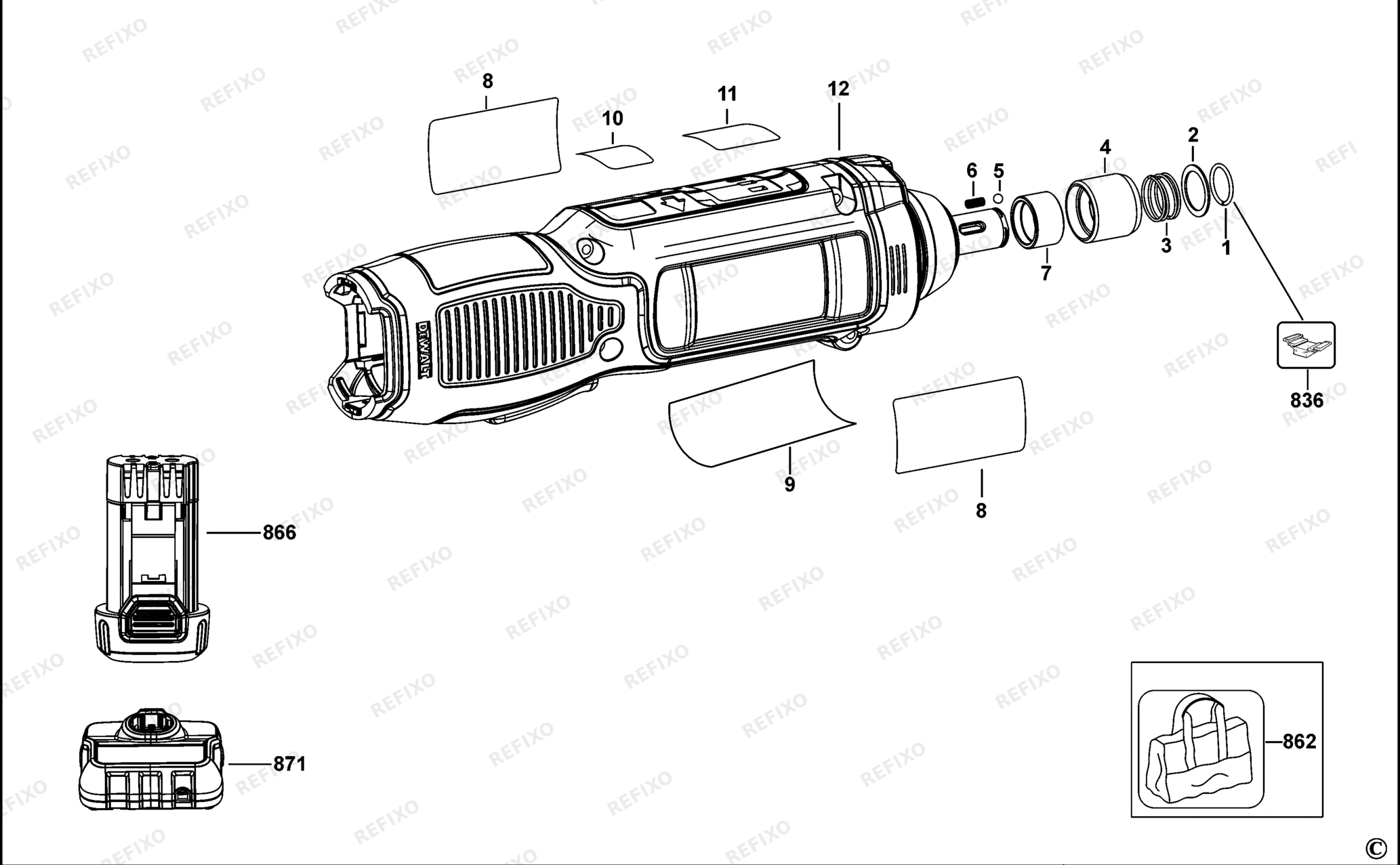 Деталировка DeWalt DCF682-QW TYPE 1 SCHRAUBENDREHER DCF682-QW DCF682 — схема запчастей в разборе