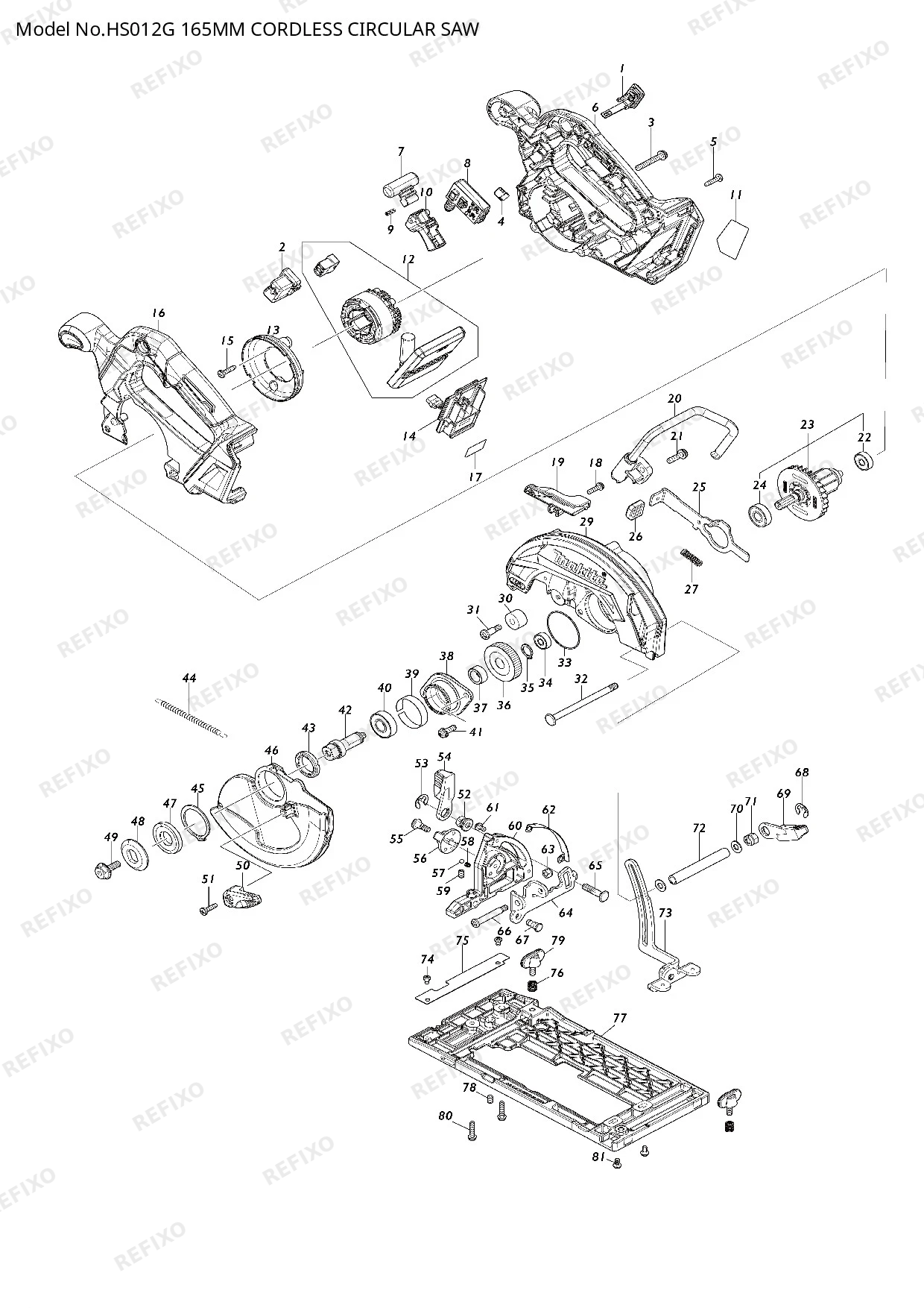 Деталировка MAKITA HS012G — схема запчастей в разборе