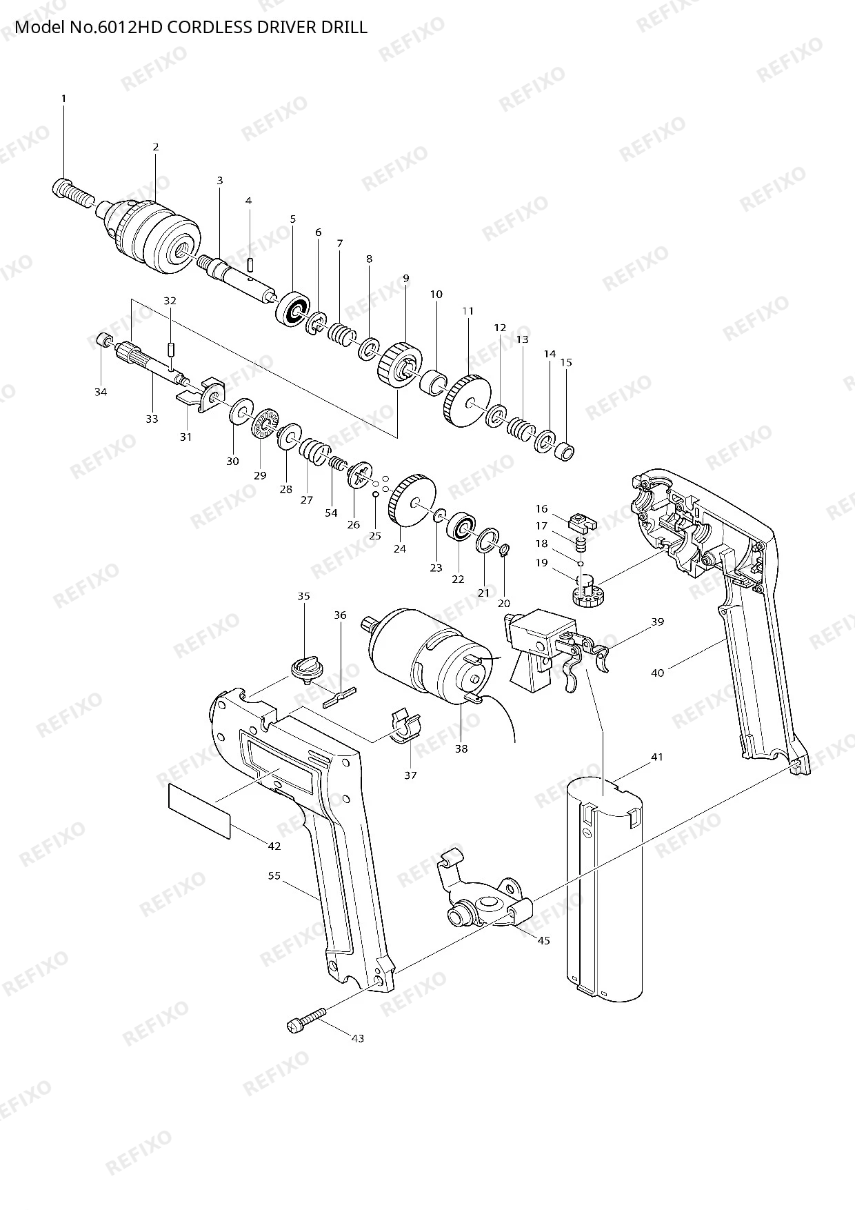 Деталировка MAKITA 6012HD — схема запчастей в разборе