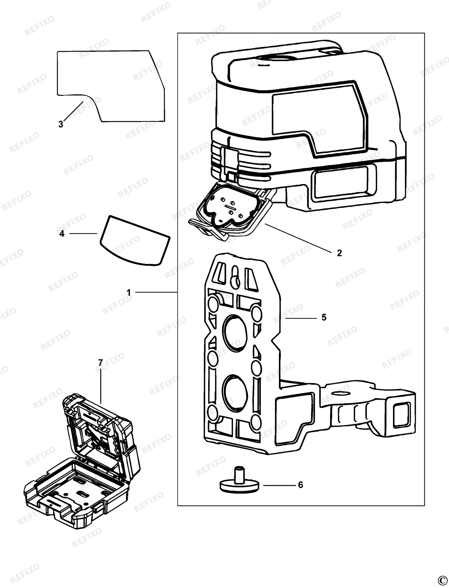 Деталировка DeWalt DW0822-XJ TYPE 1 KREUZLINIENLASER DW0822-XJ DW0822 — схема запчастей в разборе