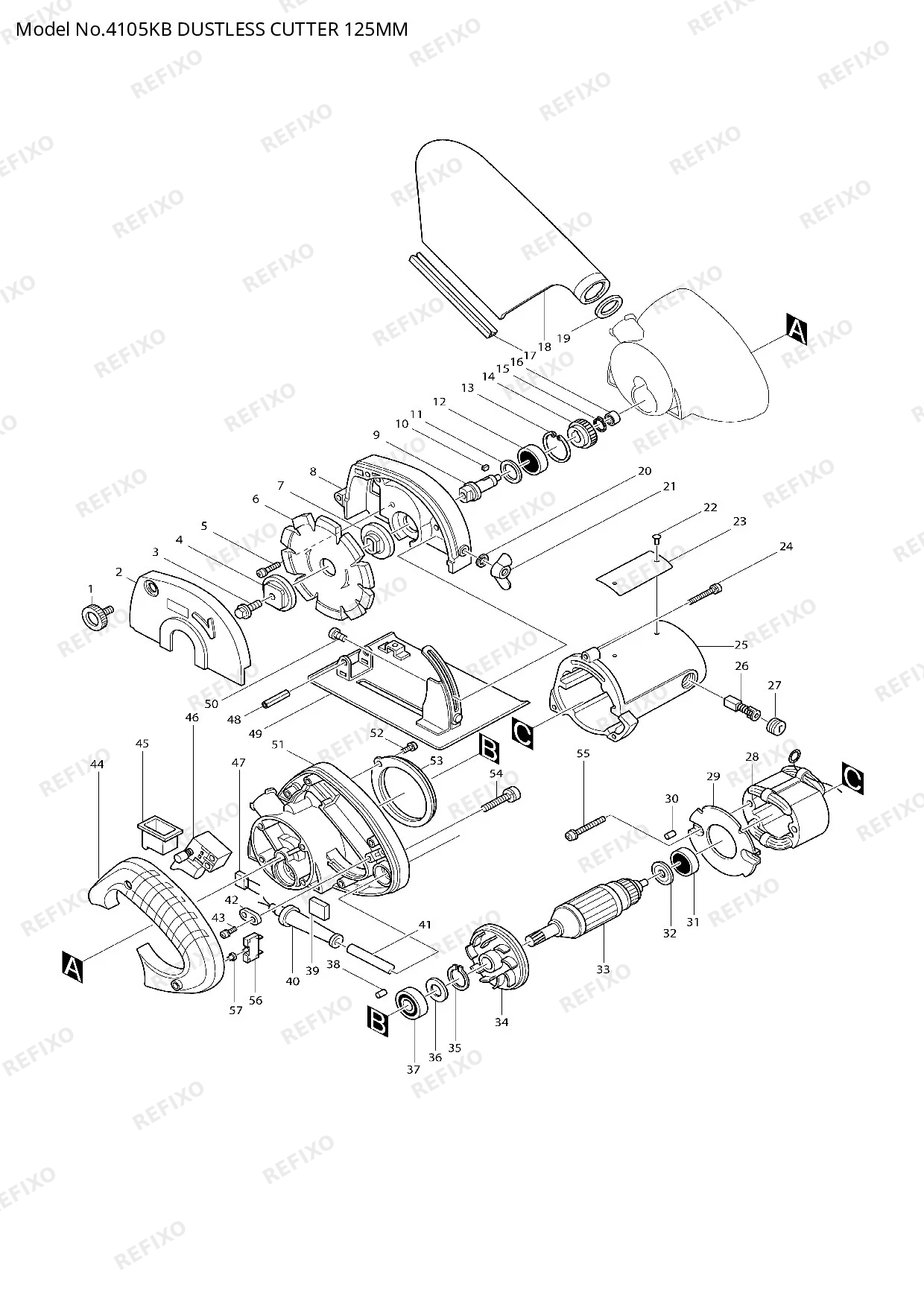 Деталировка MAKITA 4105KB — схема запчастей в разборе