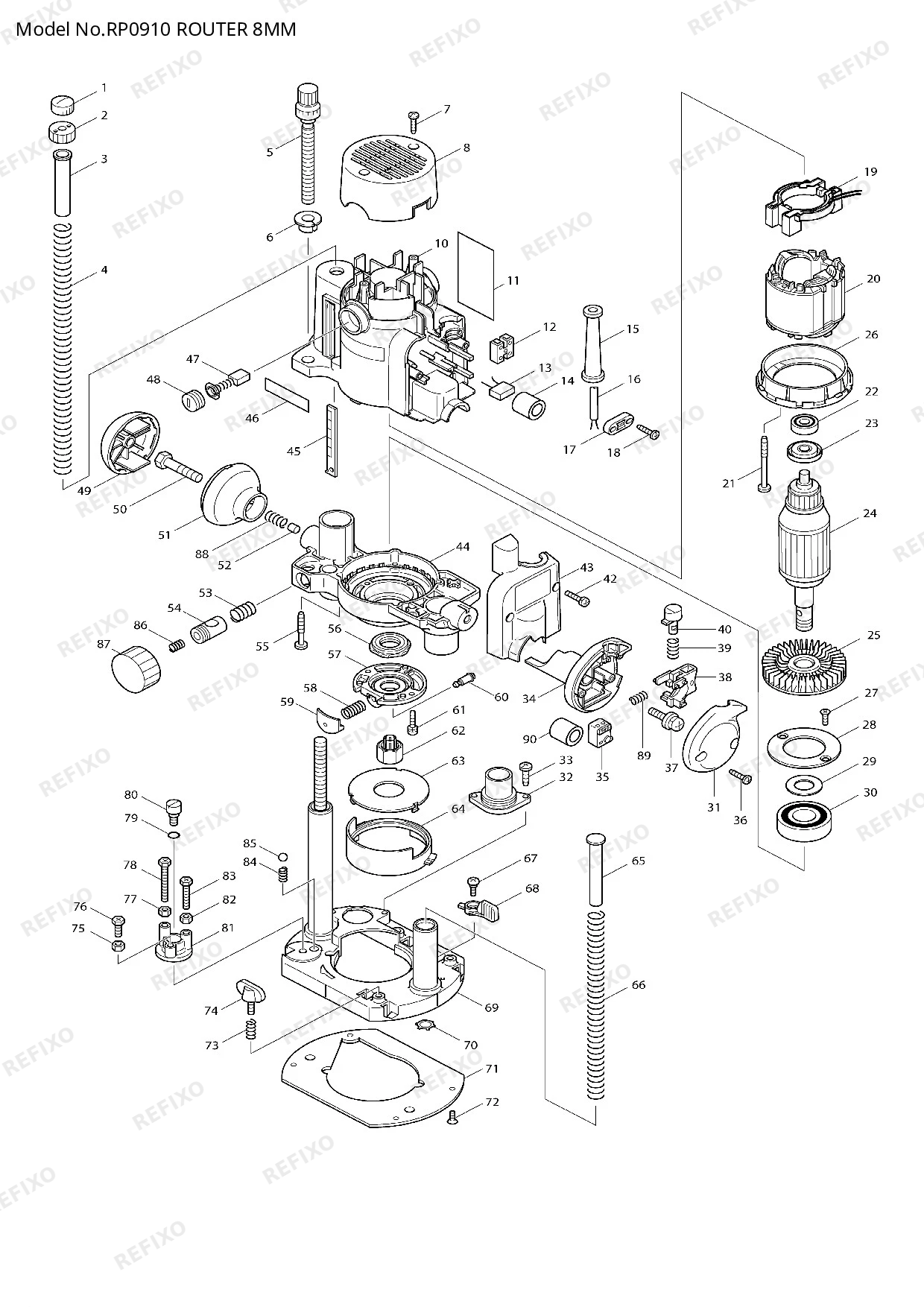 Деталировка MAKITA RP0910 — схема запчастей в разборе