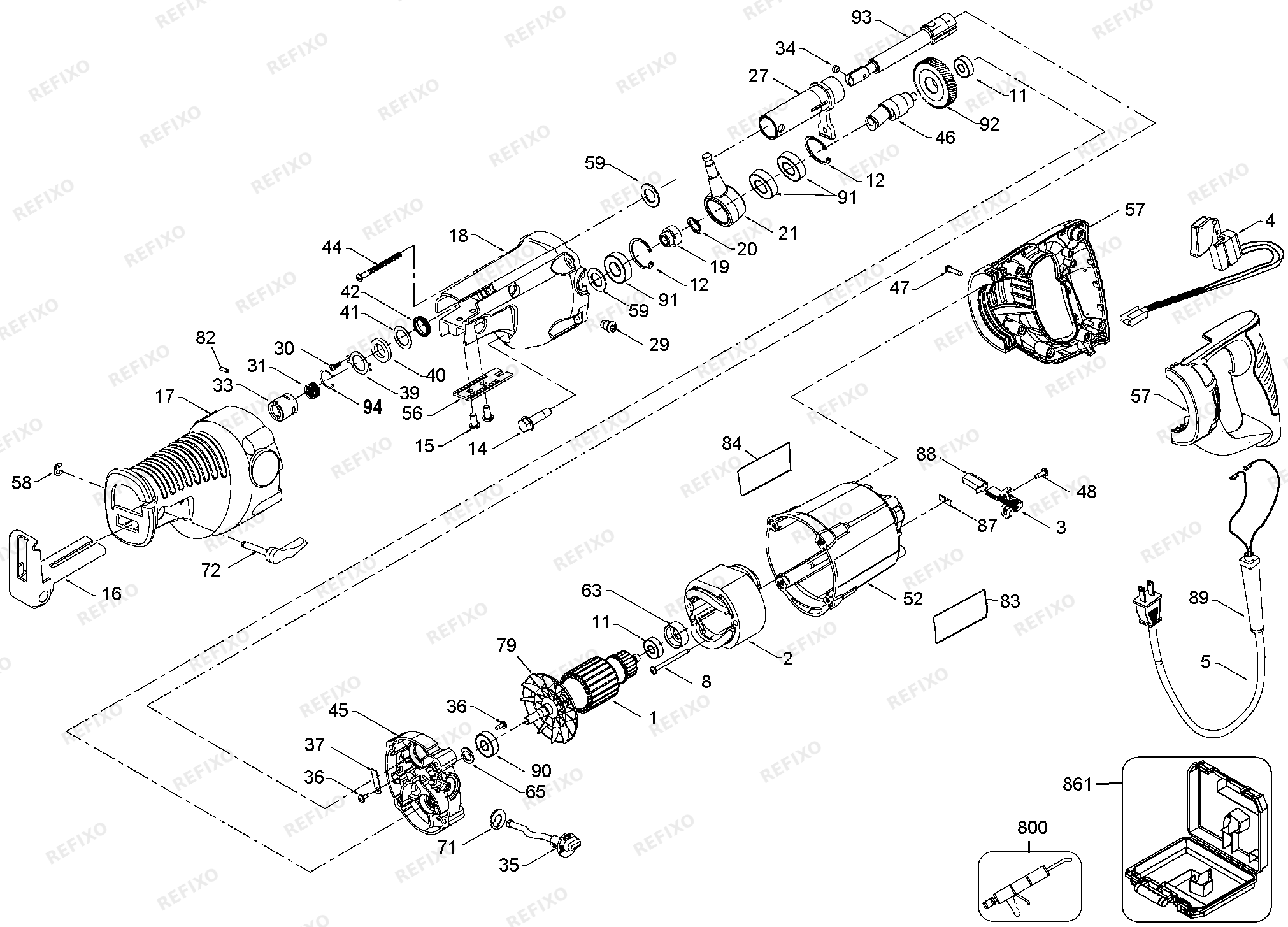 Деталировка DeWalt 331678-LX TYPE 2 Flex Recip Saw- 331678-LX 331678 — схема запчастей в разборе
