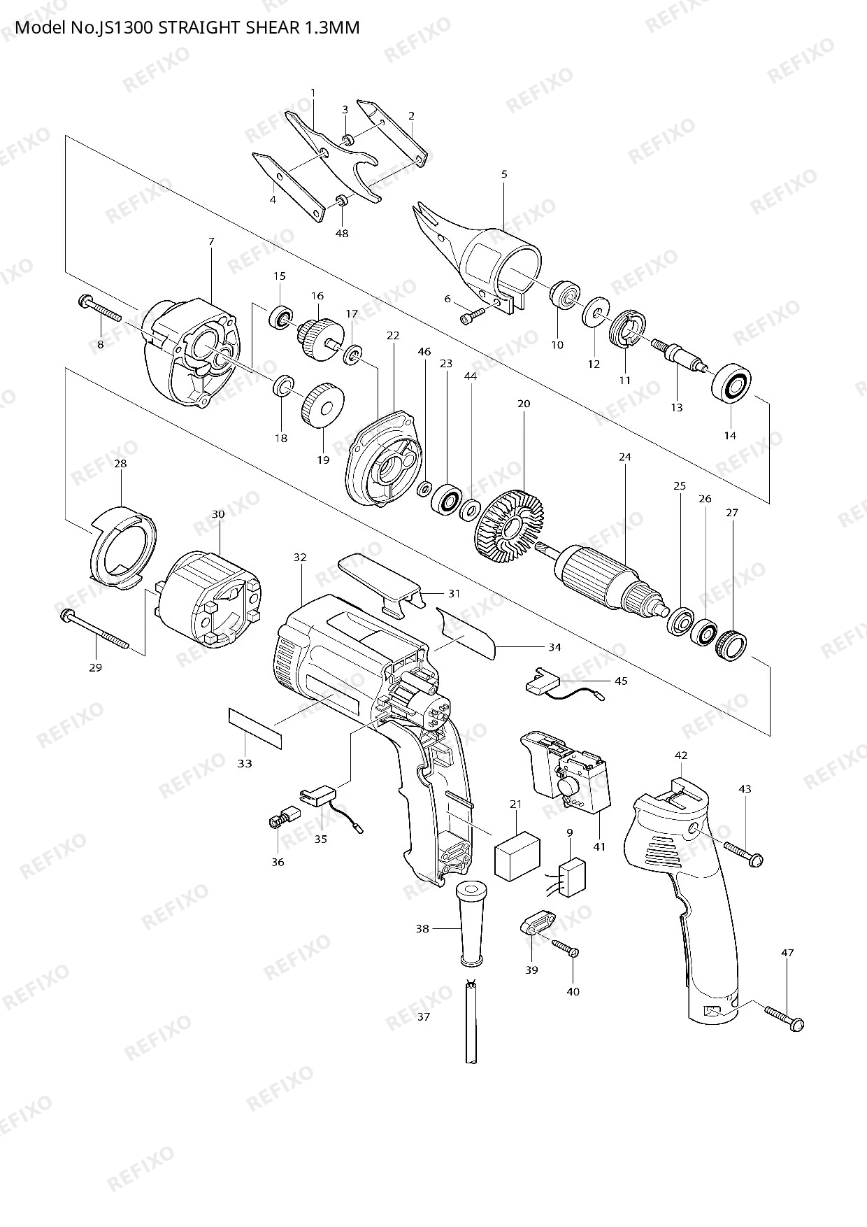 Деталировка MAKITA JS1300 — схема запчастей в разборе
