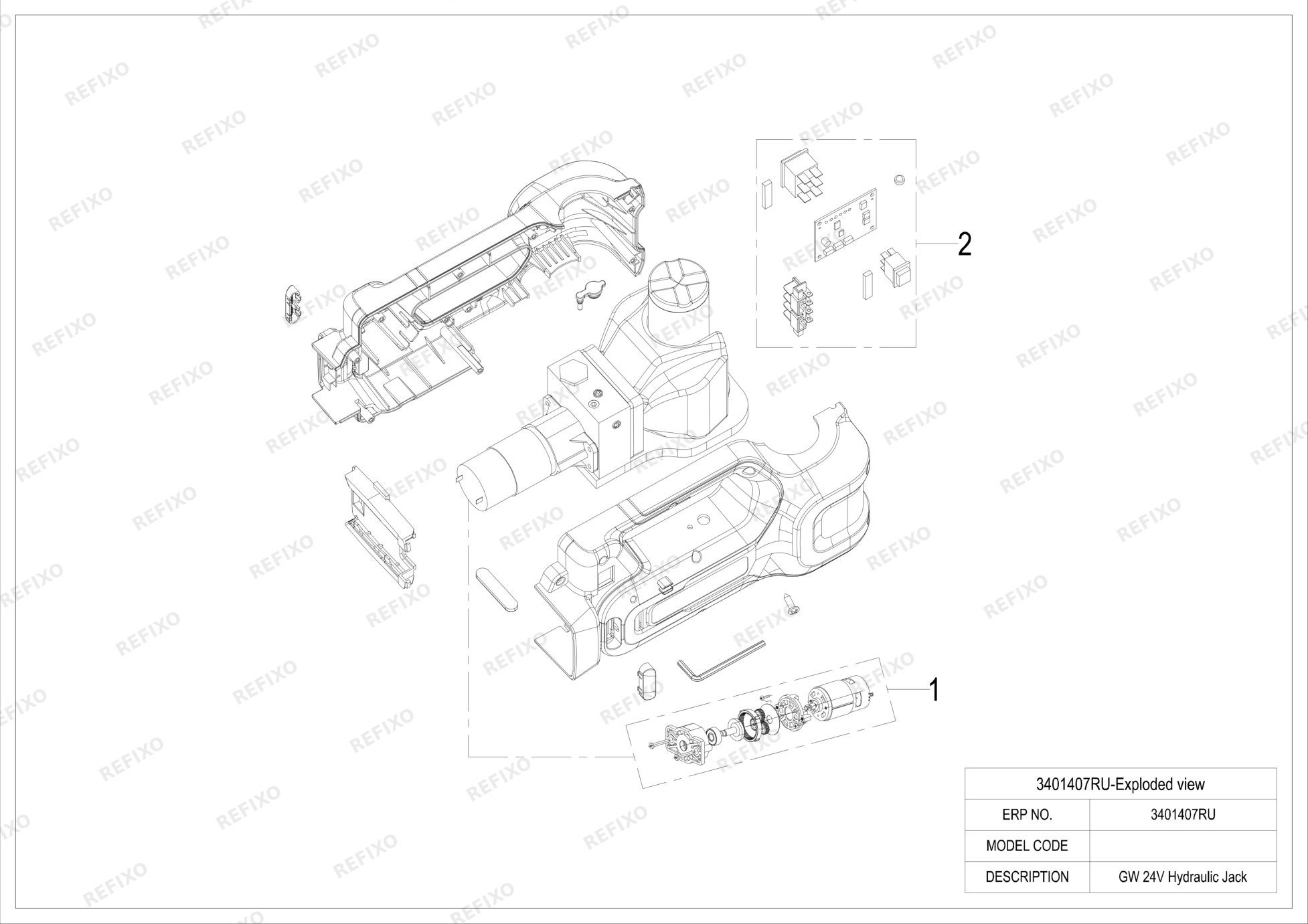 Деталировка Greenworks 3401407 Exploded view — схема запчастей в разборе