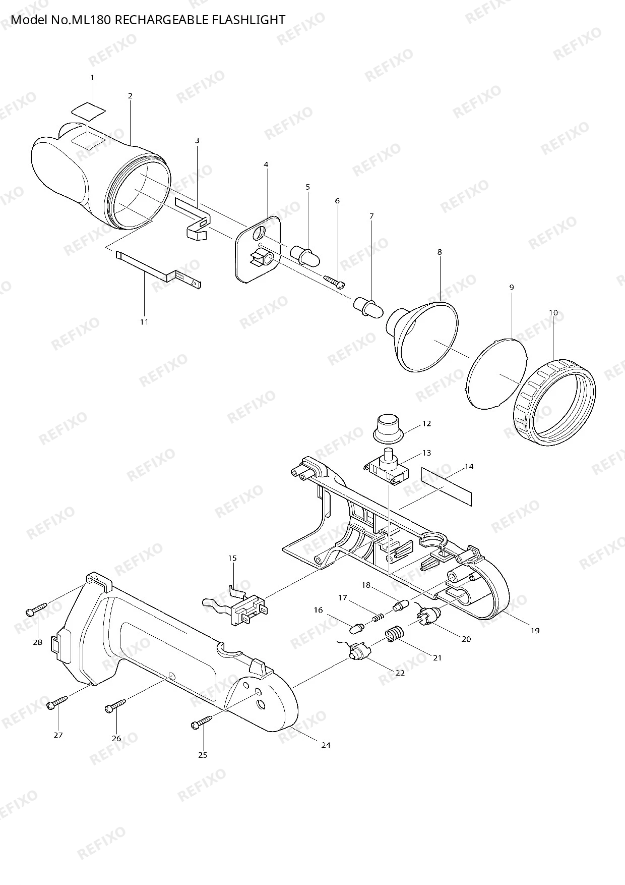 Деталировка MAKITA ML180 — схема запчастей в разборе
