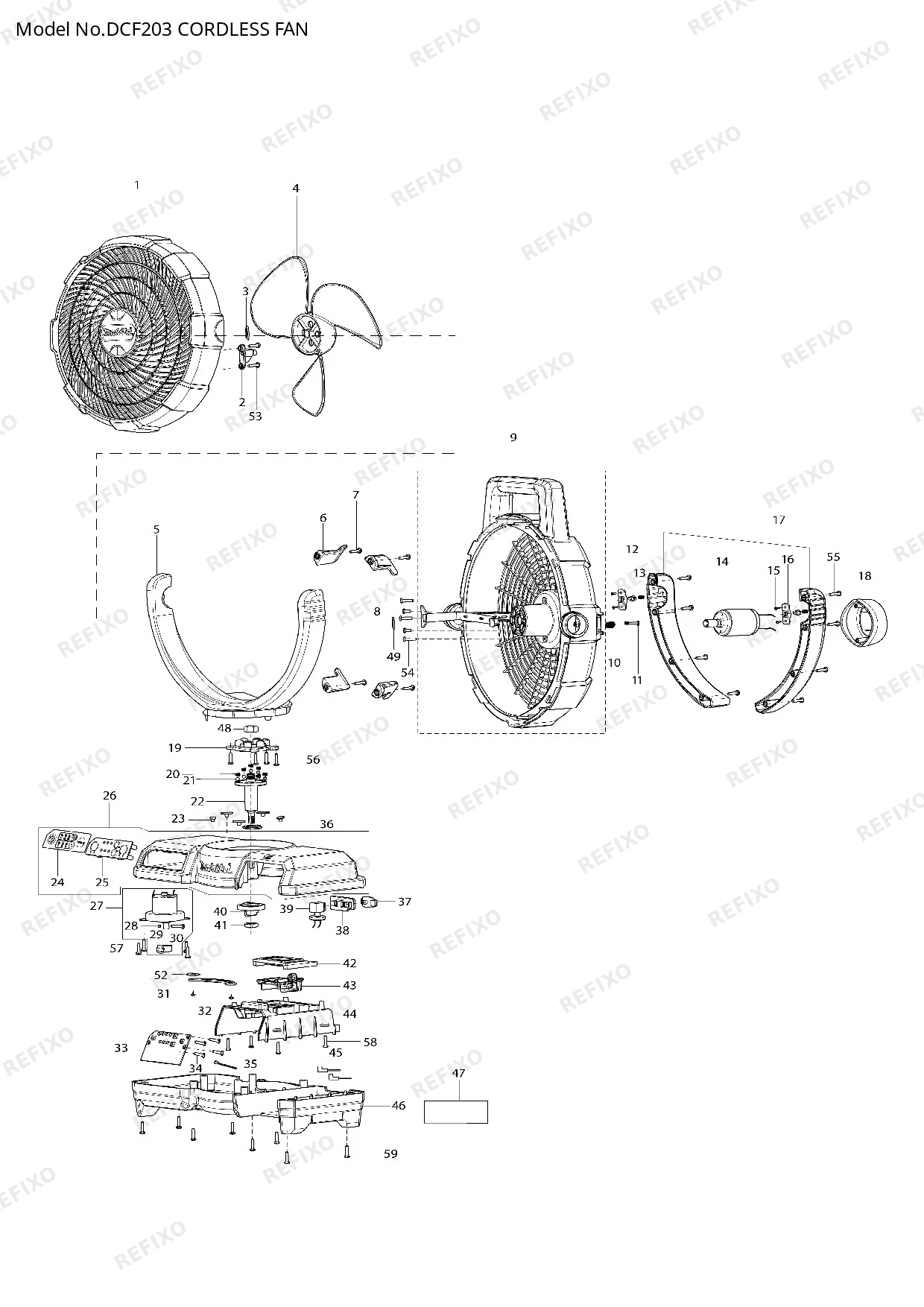 Деталировка MAKITA DCF203 — схема запчастей в разборе