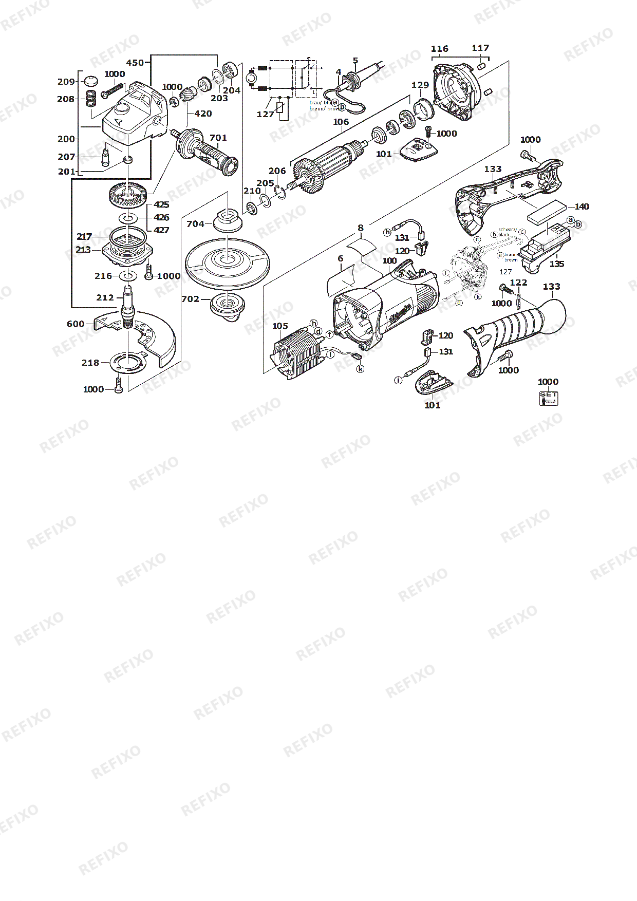 Деталировка MILWAUKEE AGV17 125XE DMS IN2 4933432690 4000463797 — схема запчастей в разборе