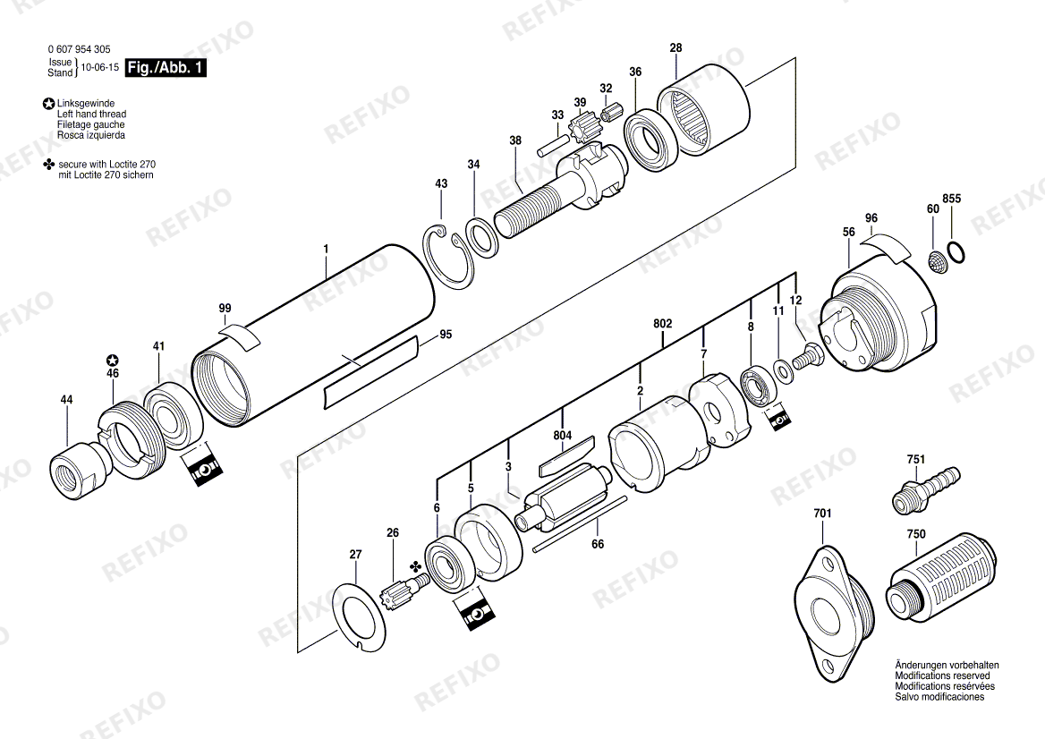 Деталировка Bosch Einbaumotor 120 WATT-SERIE (0 607 954 305) — схема запчастей в разборе
