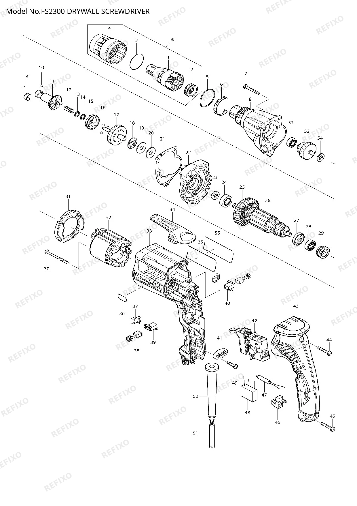 Деталировка MAKITA FS2300 — схема запчастей в разборе