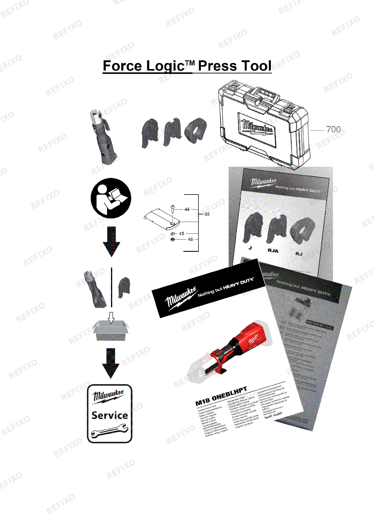 Деталировка MILWAUKEE M18ONEBLHPT 0C 4933478305 4000477760 — схема запчастей в разборе