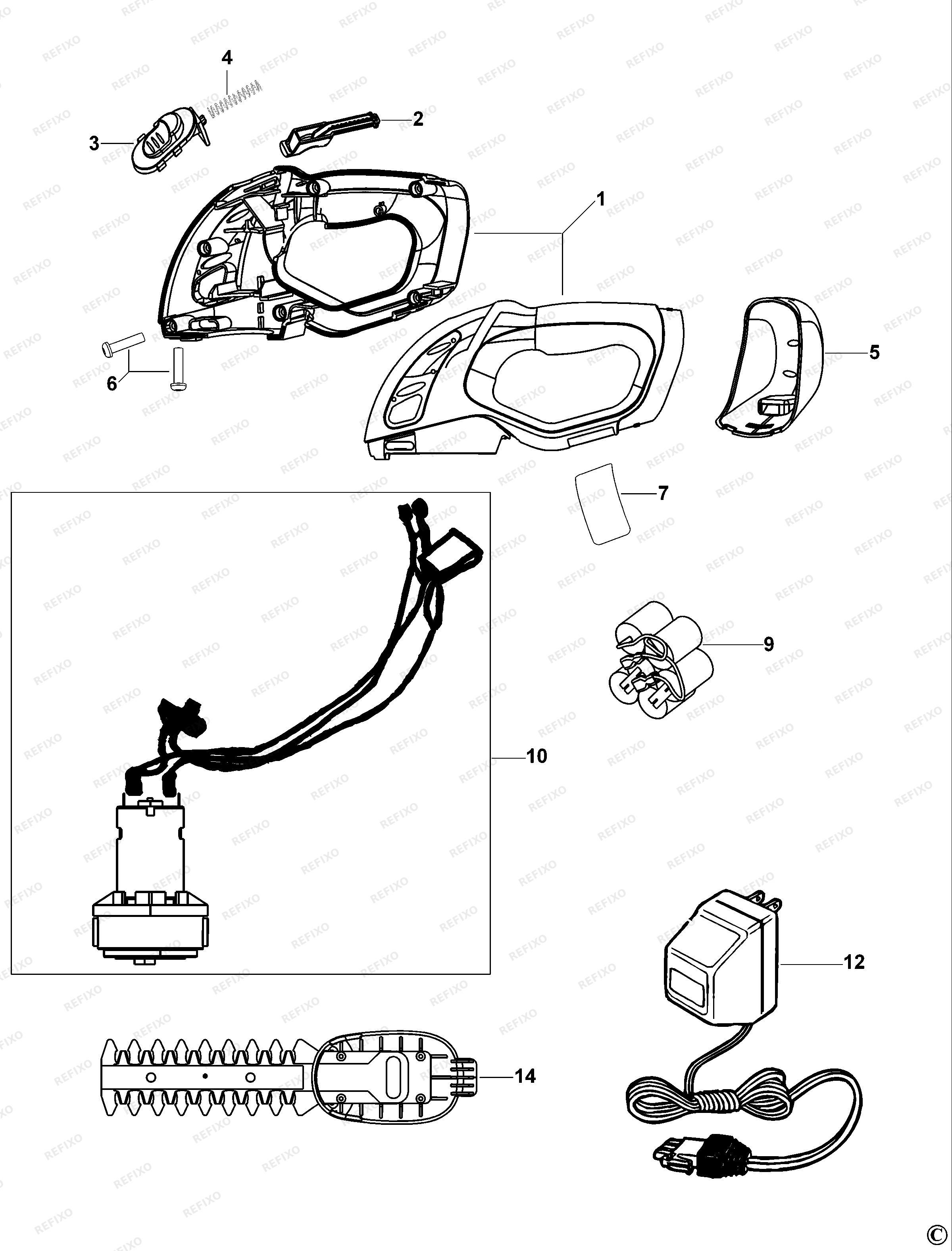 Black&Decker АККУМУЛЯТОРНЫЕ НОЖНИЦЫ ПО МЕТАЛЛУ GS721 — схема запчастей