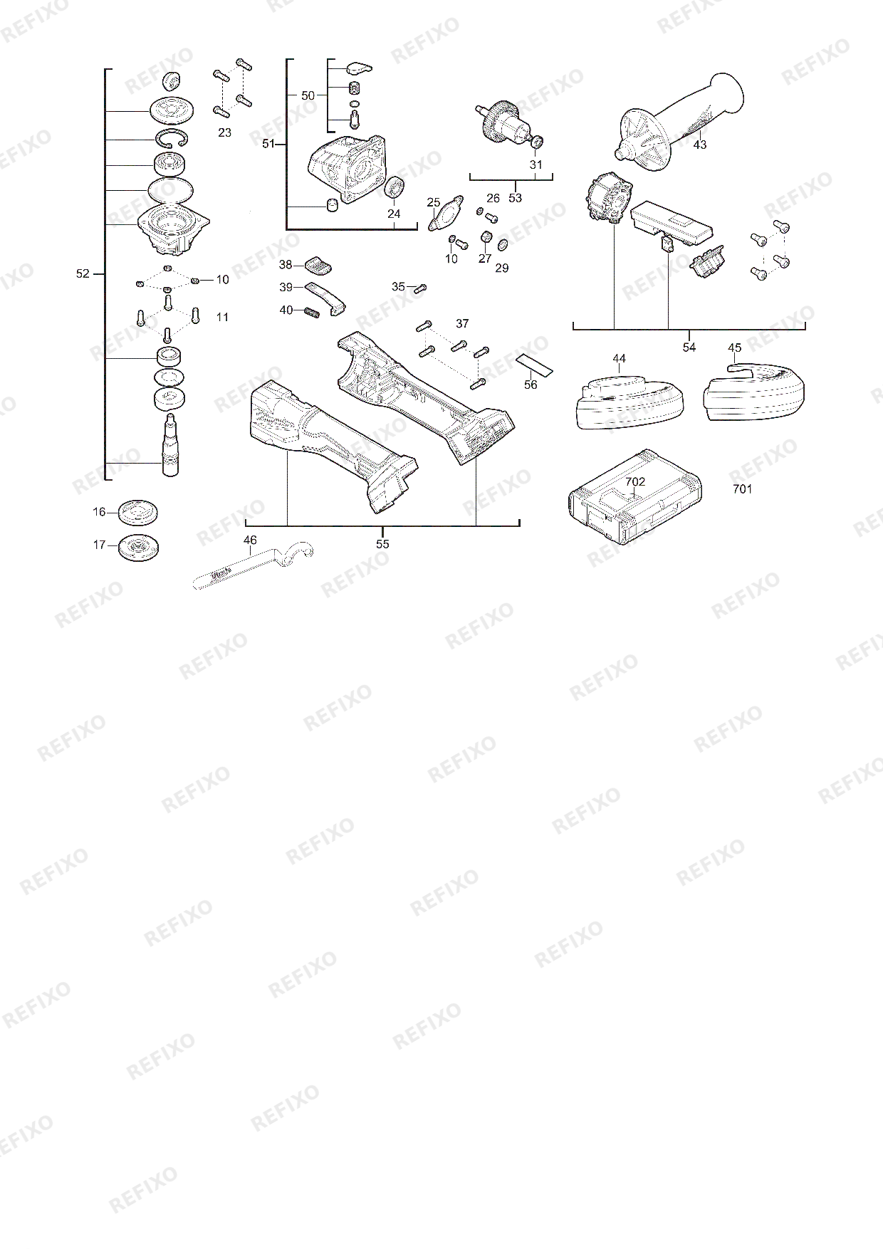 Деталировка MILWAUKEE M18BLSAG125X 0 4933492643 4000497215 — схема запчастей в разборе