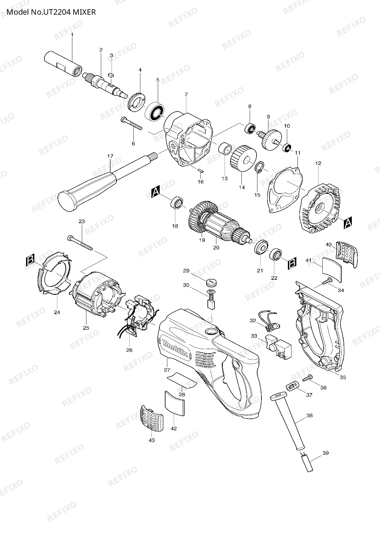 Деталировка MAKITA UT2204 — схема запчастей в разборе