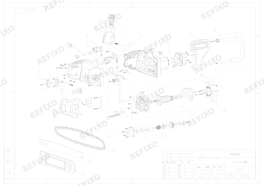 Деталировка Greenworks 20217-Exploded view — схема запчастей в разборе