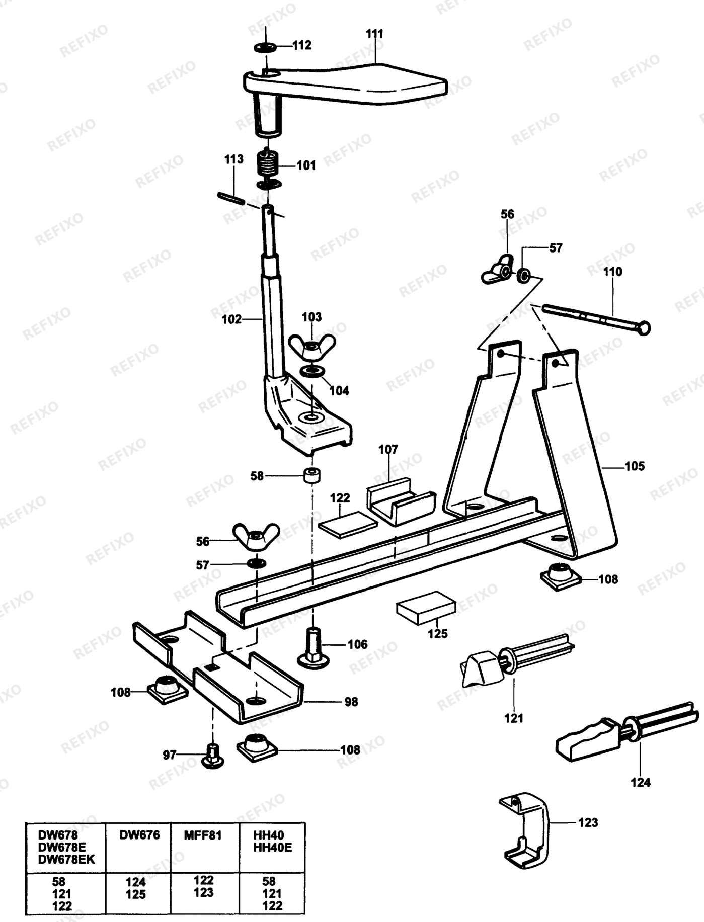 Деталировка DeWalt DE6661-XJ TYPE 1 HOBELSTÄNDER DE6661-XJ DE6661 — схема запчастей в разборе