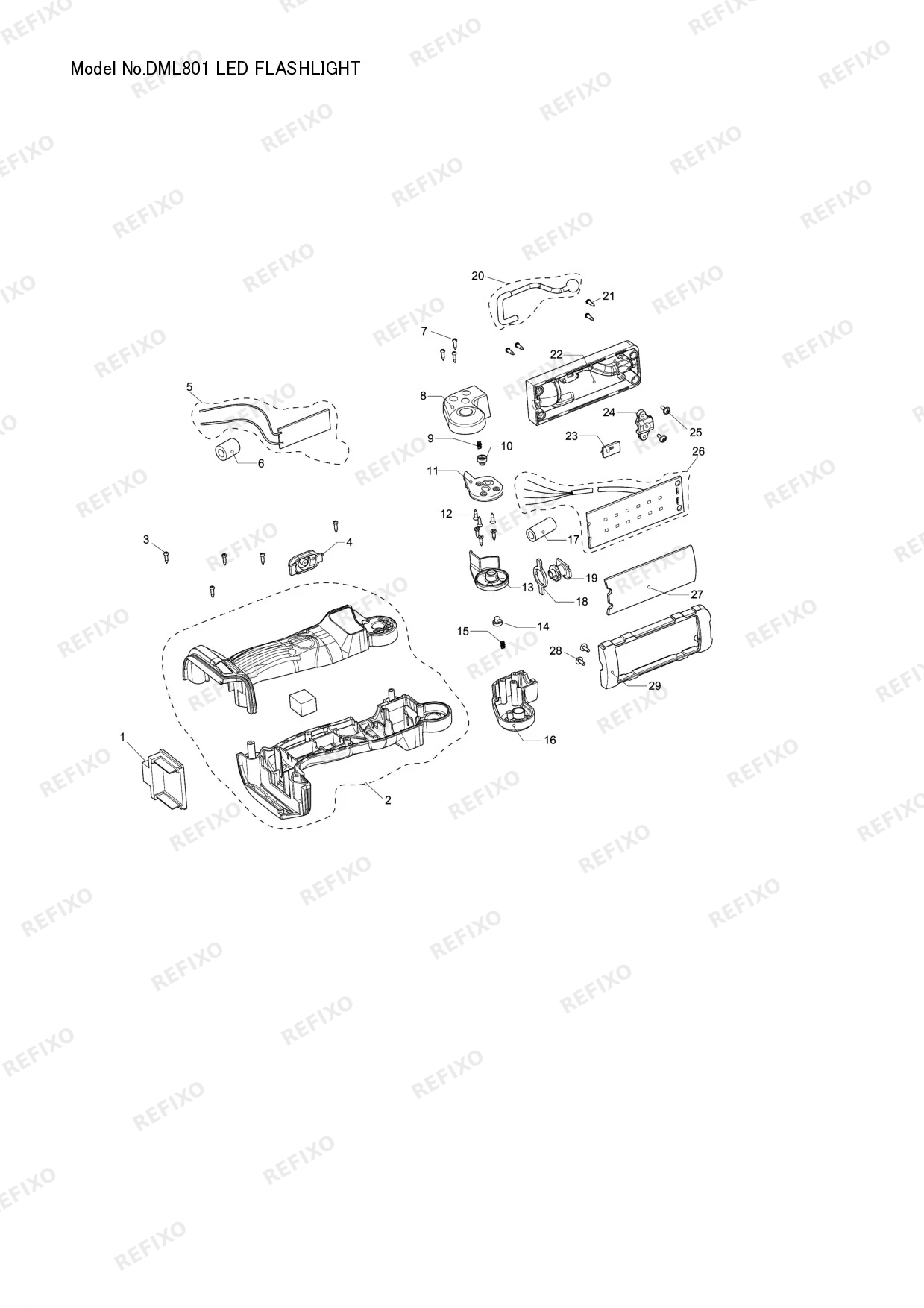 Деталировка MAKITA DML801 — схема запчастей в разборе