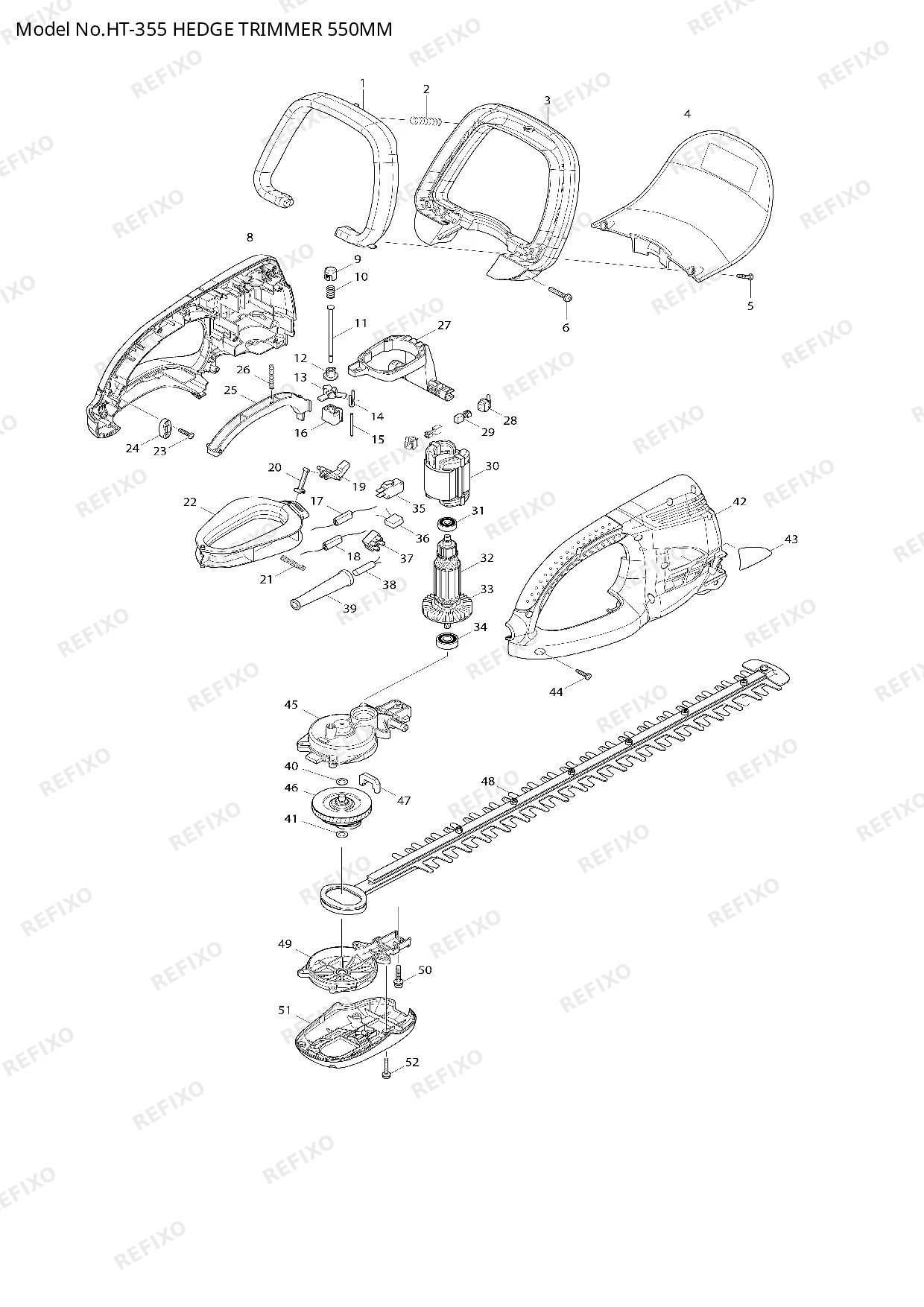 Деталировка MAKITA HT 355 — схема запчастей в разборе