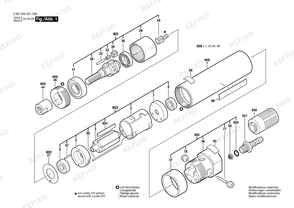 Деталировка Bosch Einbaumotor 180 WATT-SERIE (0 607 953 338) — схема запчастей в разборе